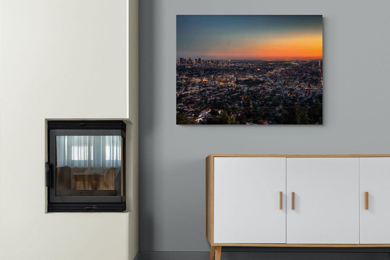 LA Sunset-Wall_Art-100 x 75cm-Mounted Canvas-No Frame-Pixalot