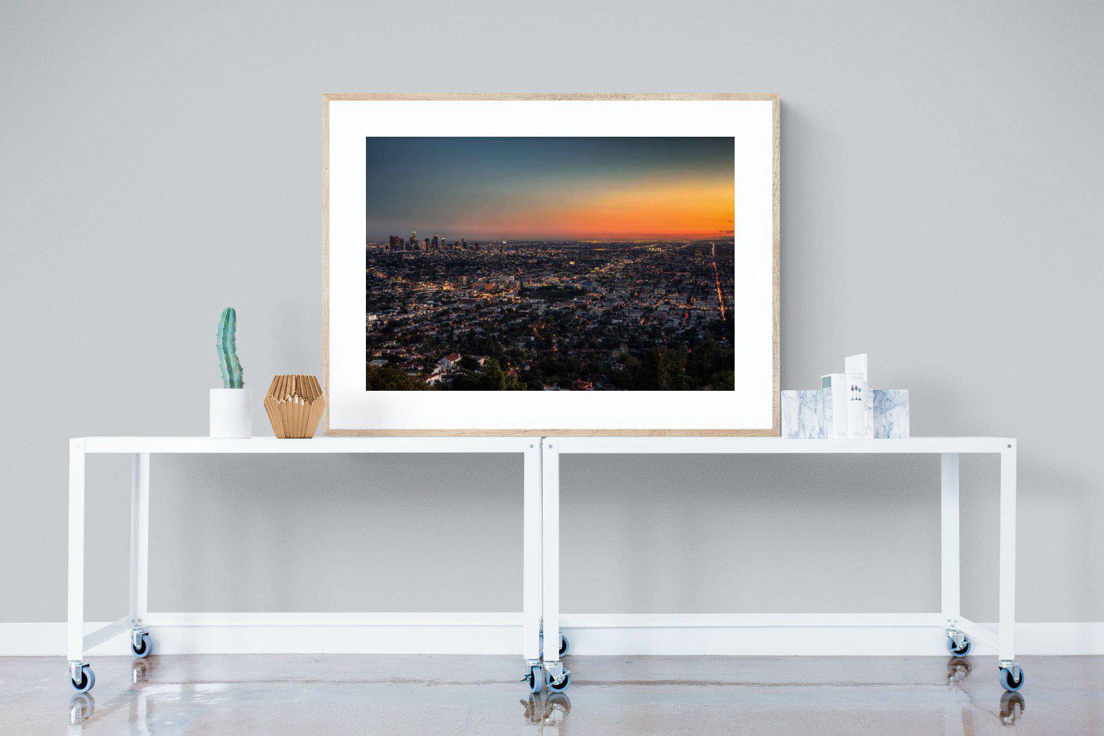 LA Sunset-Wall_Art-120 x 90cm-Framed Print-Wood-Pixalot