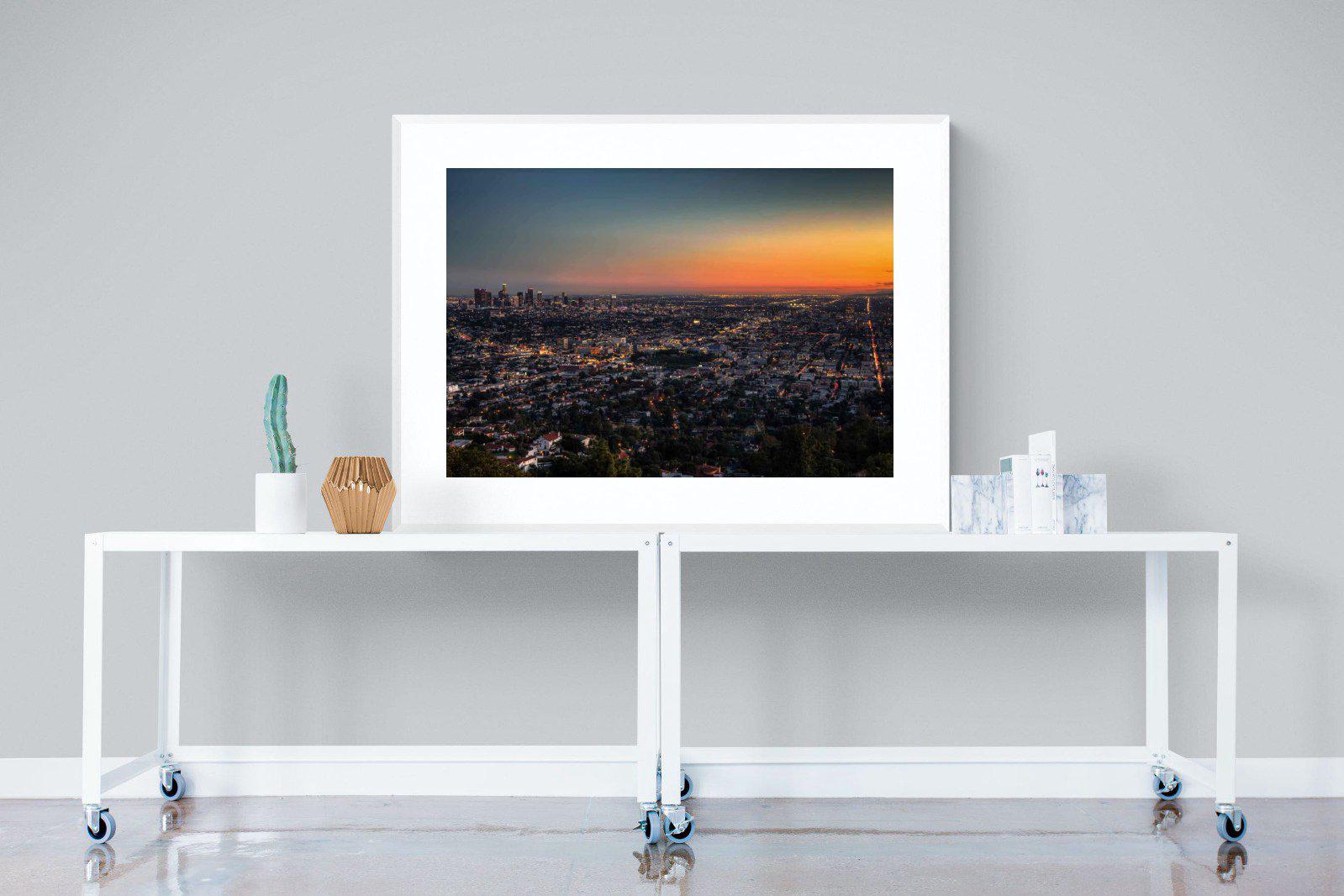 LA Sunset-Wall_Art-120 x 90cm-Framed Print-White-Pixalot