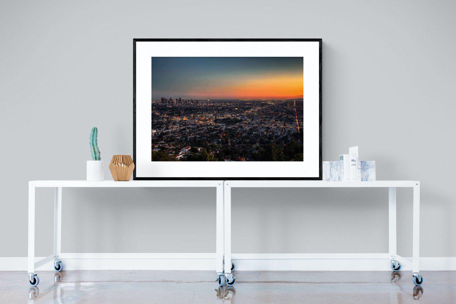 LA Sunset-Wall_Art-120 x 90cm-Framed Print-Black-Pixalot