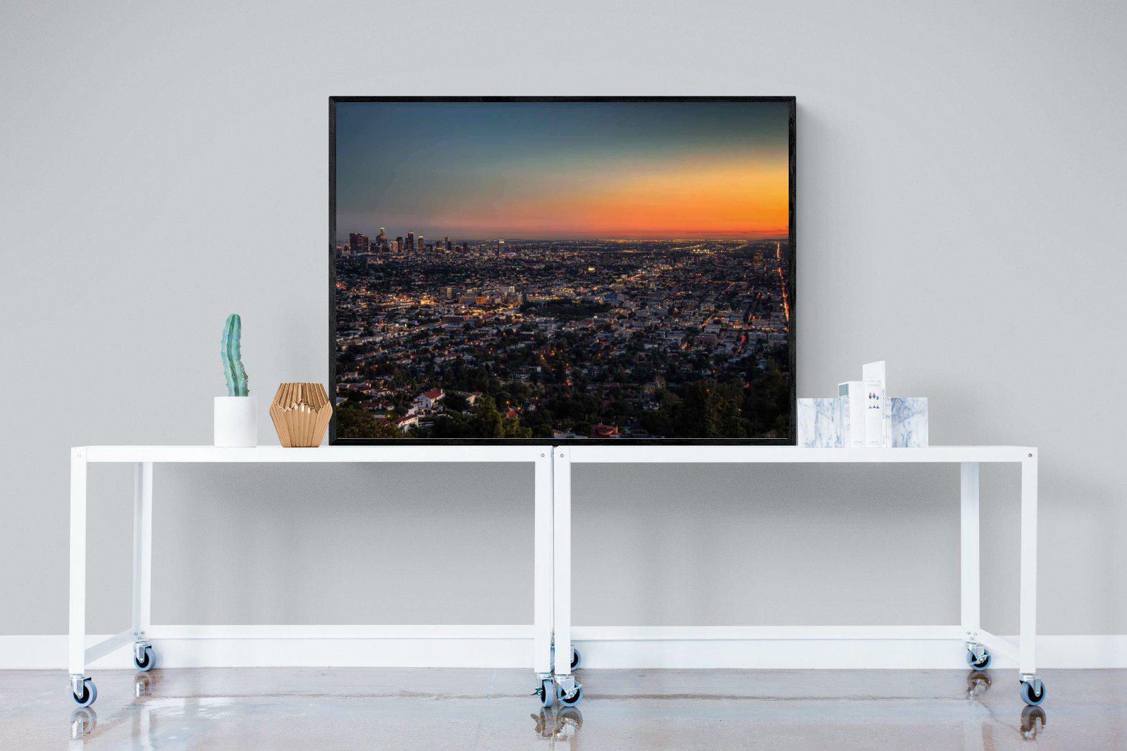 LA Sunset-Wall_Art-120 x 90cm-Mounted Canvas-Black-Pixalot