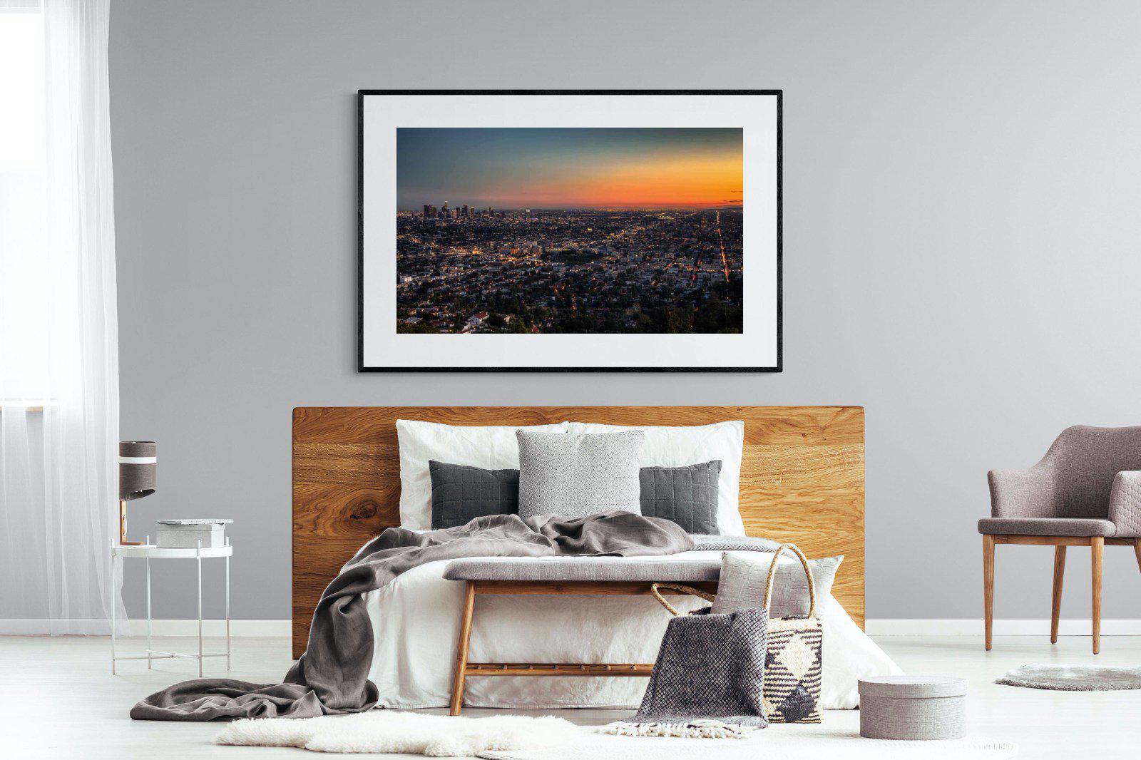 LA Sunset-Wall_Art-150 x 100cm-Framed Print-Black-Pixalot