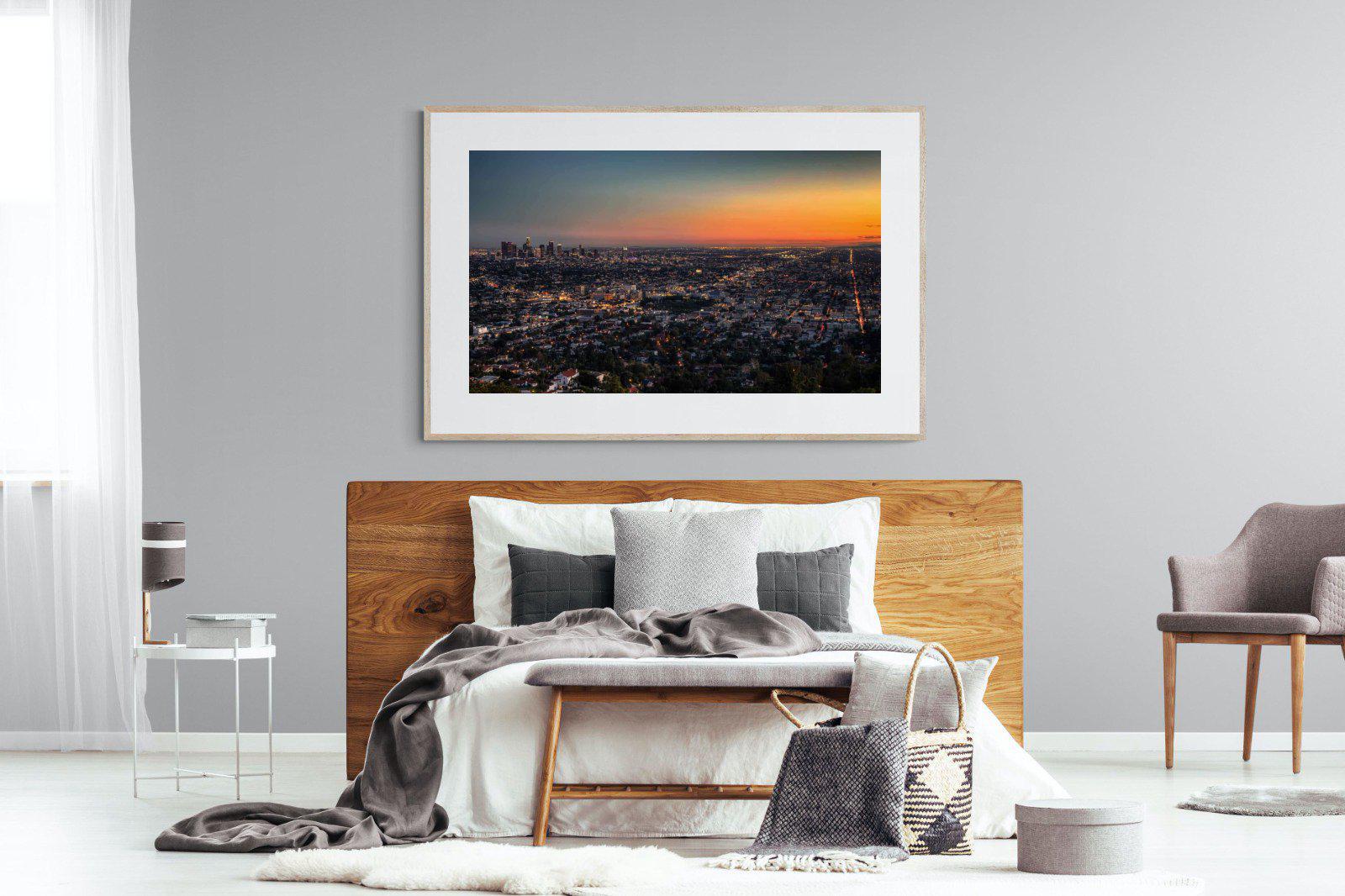 LA Sunset-Wall_Art-150 x 100cm-Framed Print-Wood-Pixalot