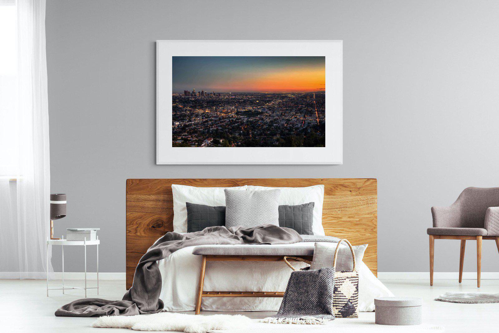 LA Sunset-Wall_Art-150 x 100cm-Framed Print-White-Pixalot