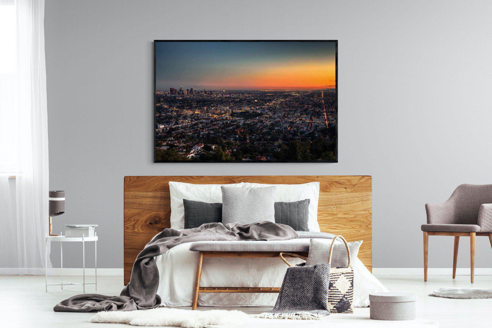 LA Sunset-Wall_Art-150 x 100cm-Mounted Canvas-Black-Pixalot