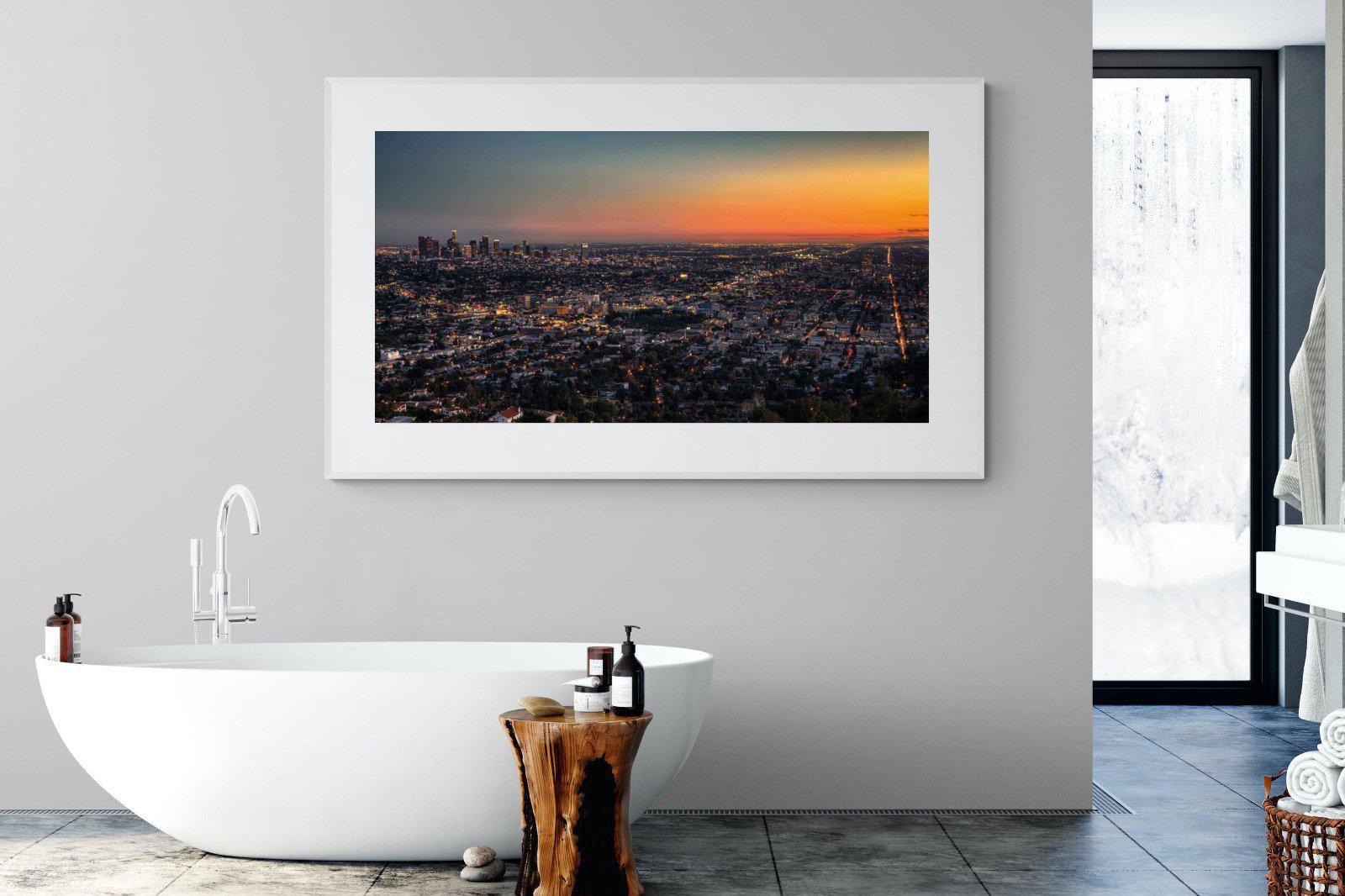 LA Sunset-Wall_Art-180 x 110cm-Framed Print-White-Pixalot