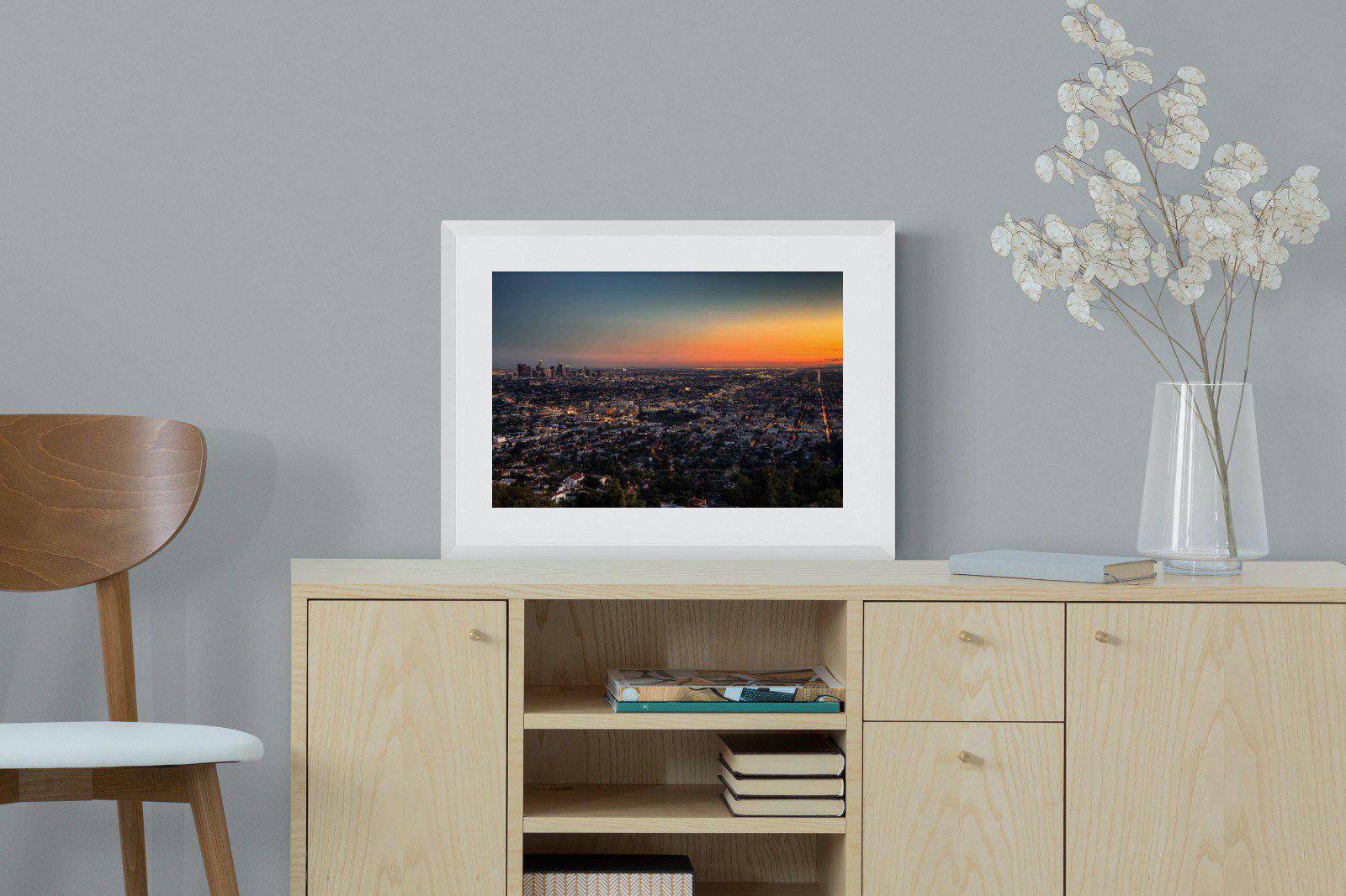 LA Sunset-Wall_Art-60 x 45cm-Framed Print-White-Pixalot