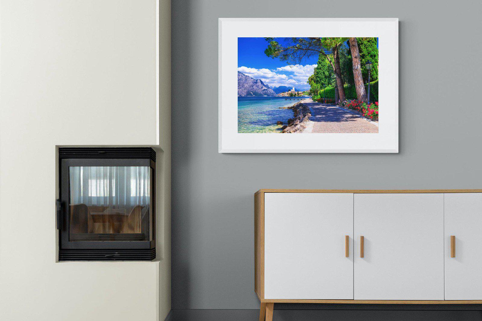 Lago di Garda-Wall_Art-100 x 75cm-Framed Print-White-Pixalot