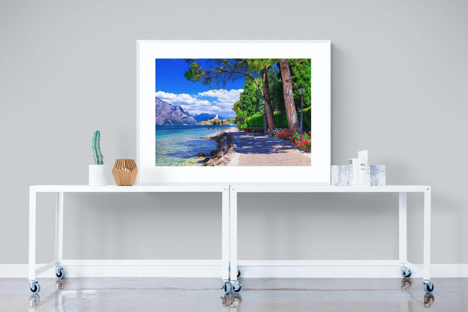Lago di Garda-Wall_Art-120 x 90cm-Framed Print-White-Pixalot