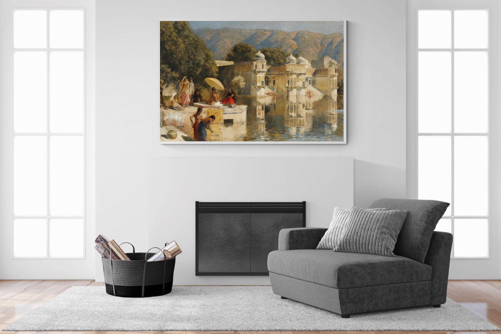 Lake at Oodeypore, India-Wall_Art-150 x 100cm-Mounted Canvas-White-Pixalot