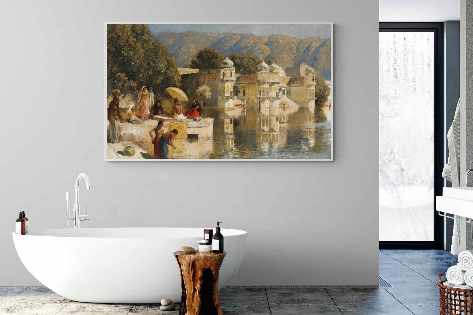 Lake at Oodeypore, India-Wall_Art-180 x 110cm-Mounted Canvas-White-Pixalot