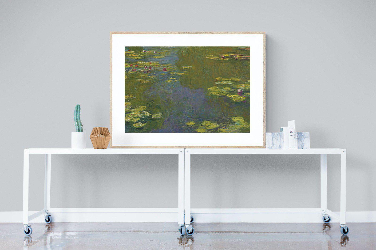 Le Bassin Aux Nymphéas-Wall_Art-120 x 90cm-Framed Print-Wood-Pixalot