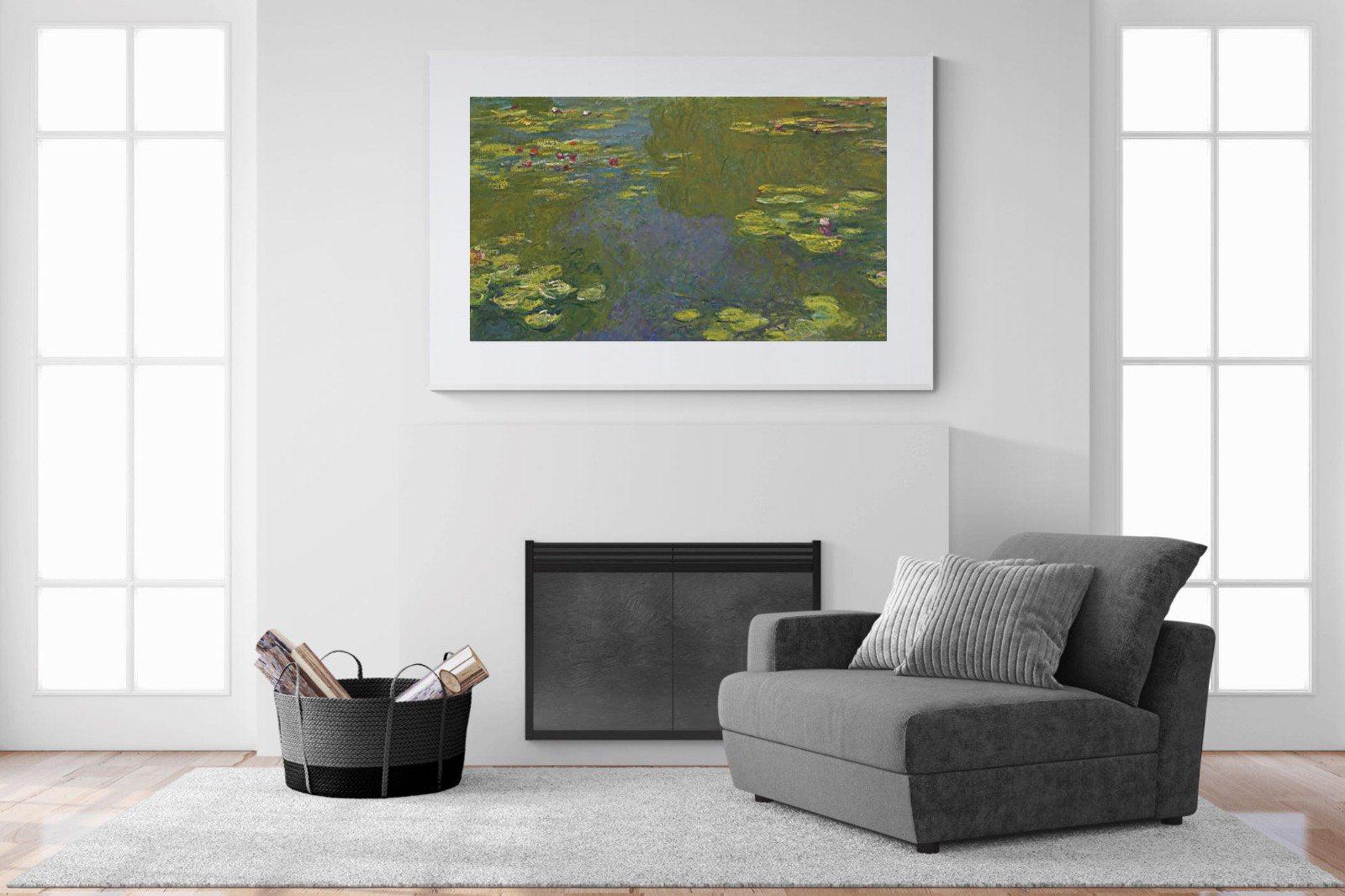 Le Bassin Aux Nymphéas-Wall_Art-150 x 100cm-Framed Print-White-Pixalot