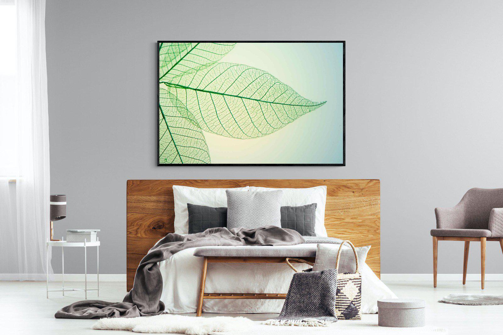 Leaf-Wall_Art-150 x 100cm-Mounted Canvas-Black-Pixalot