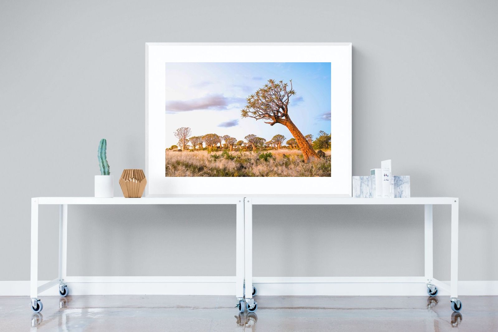 Leaning Baobab-Wall_Art-120 x 90cm-Framed Print-White-Pixalot