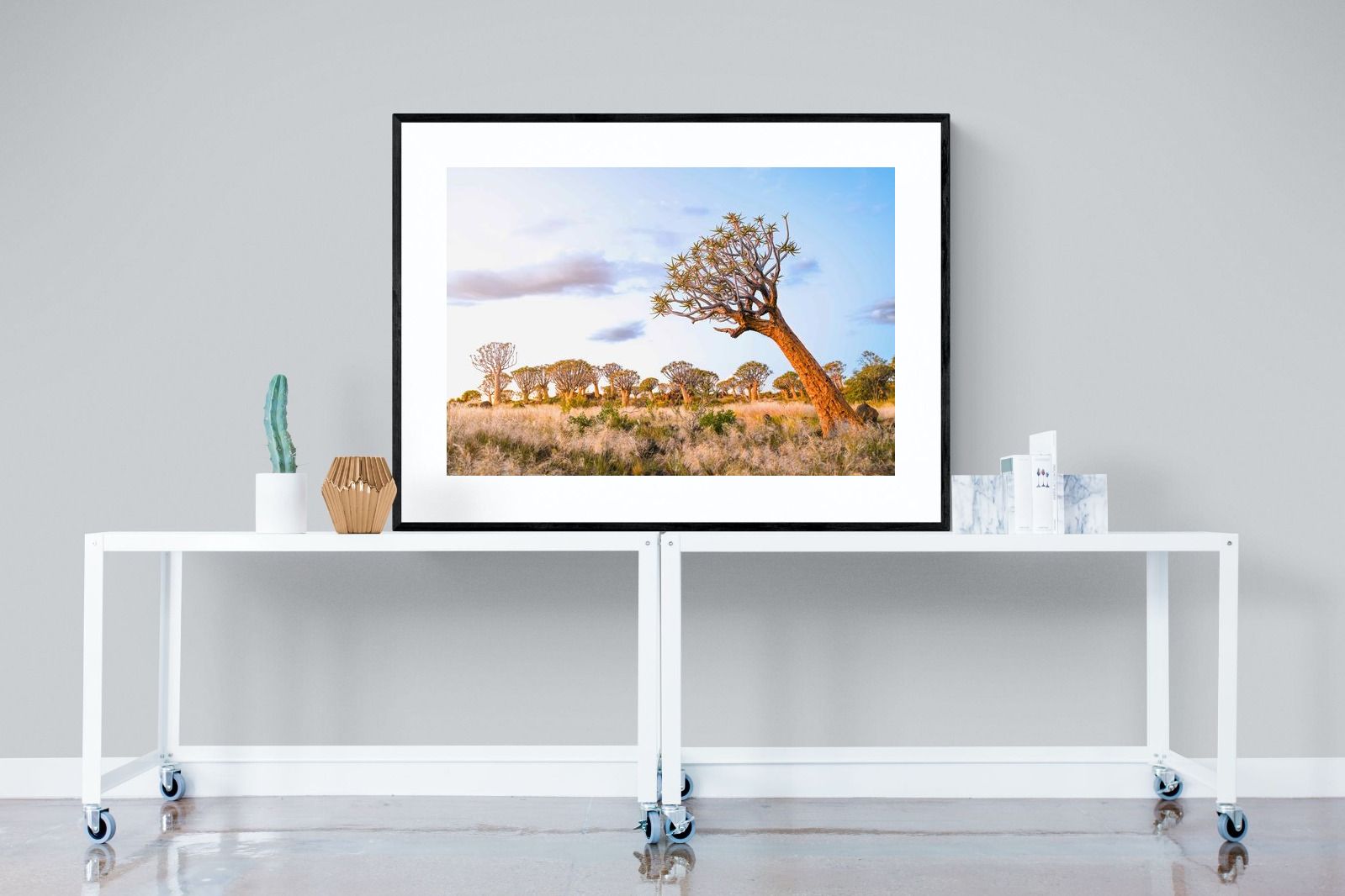 Leaning Baobab-Wall_Art-120 x 90cm-Framed Print-Black-Pixalot