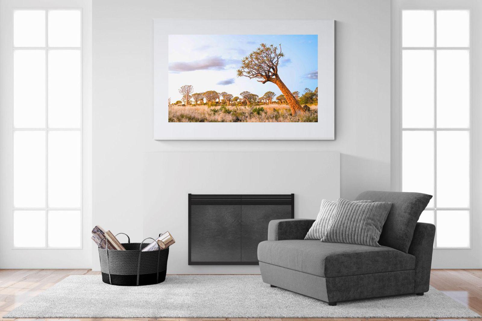 Leaning Baobab-Wall_Art-150 x 100cm-Framed Print-White-Pixalot