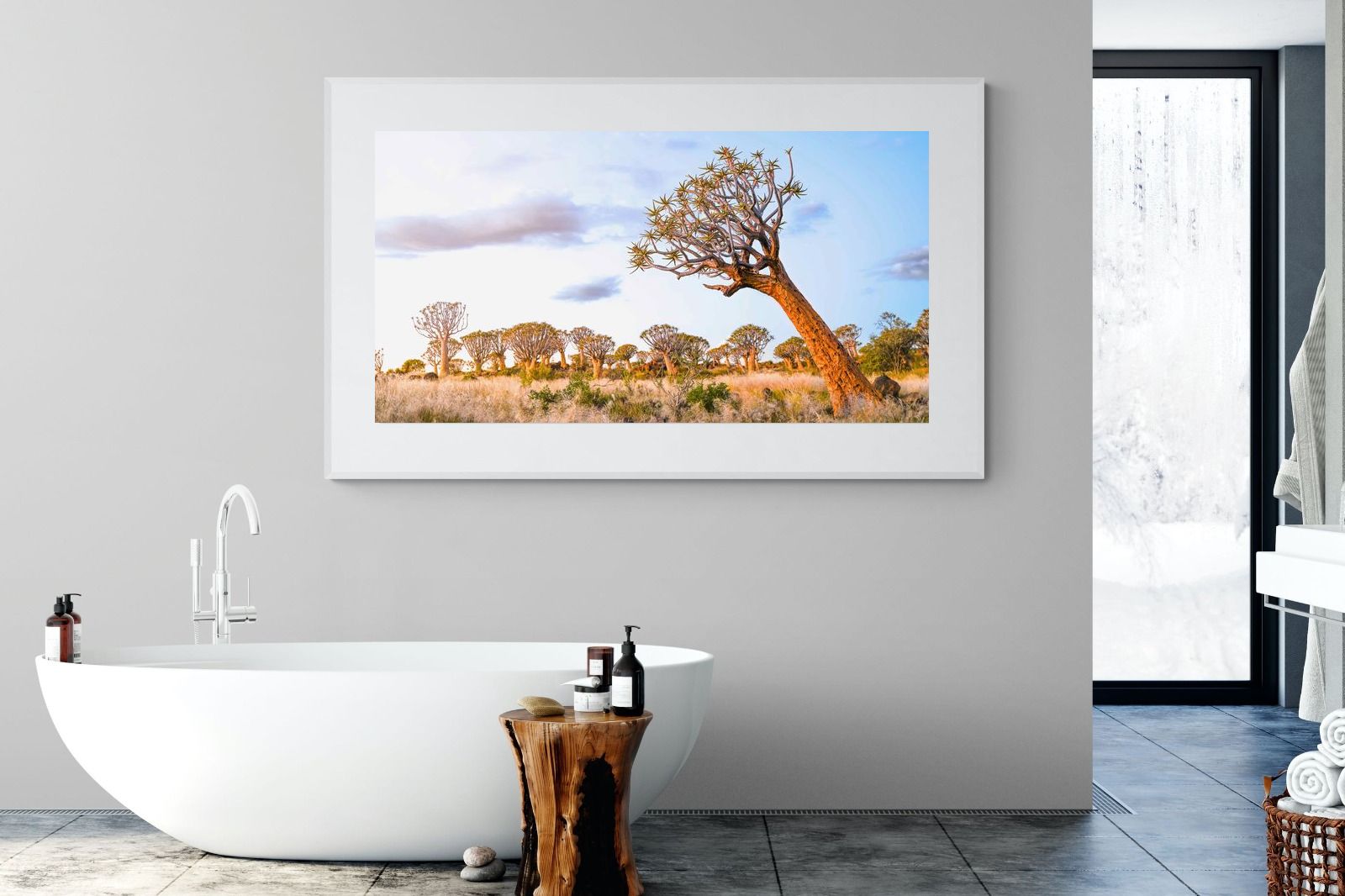 Leaning Baobab-Wall_Art-180 x 110cm-Framed Print-White-Pixalot