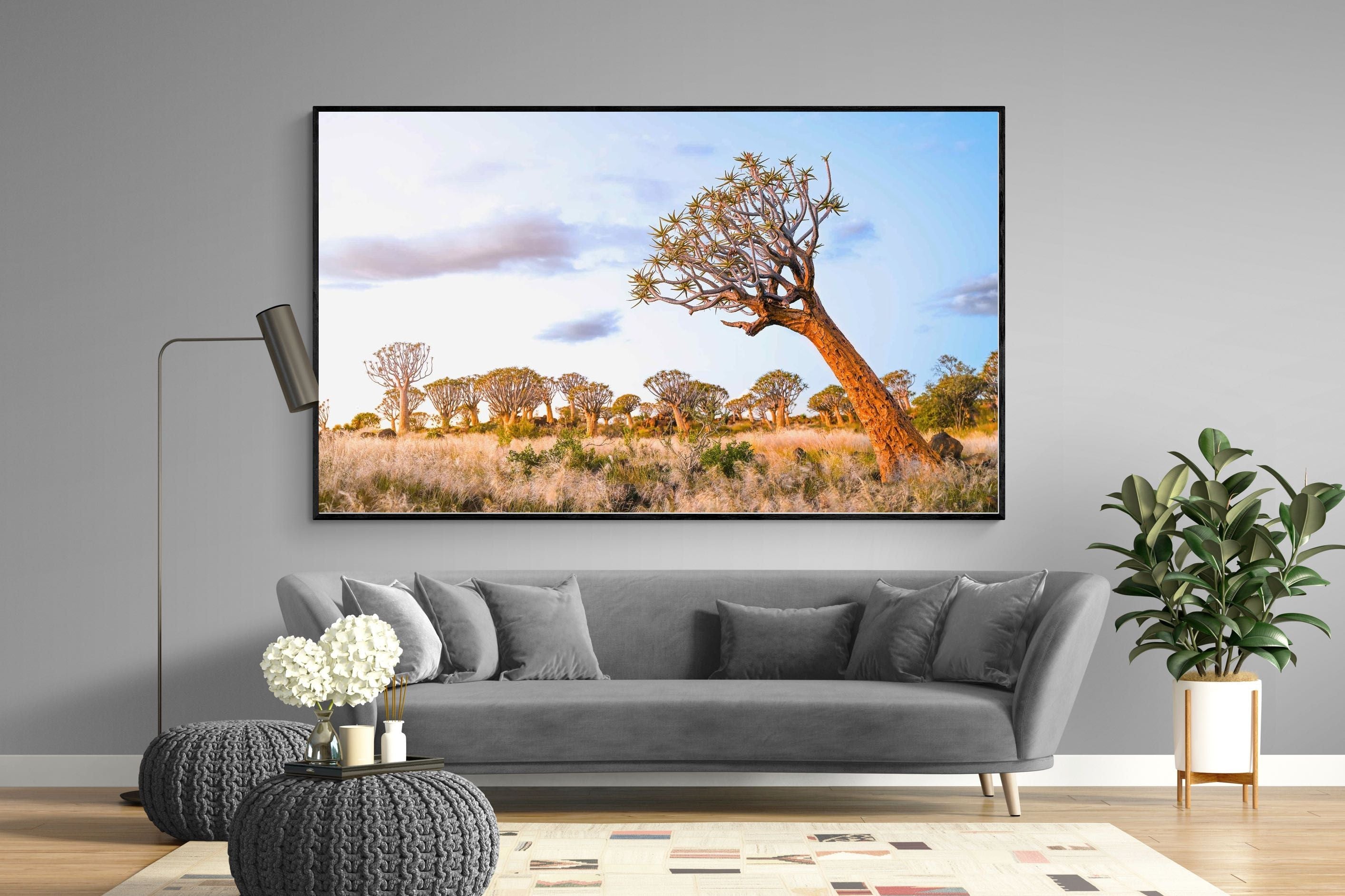 Leaning Baobab-Wall_Art-220 x 130cm-Mounted Canvas-Black-Pixalot
