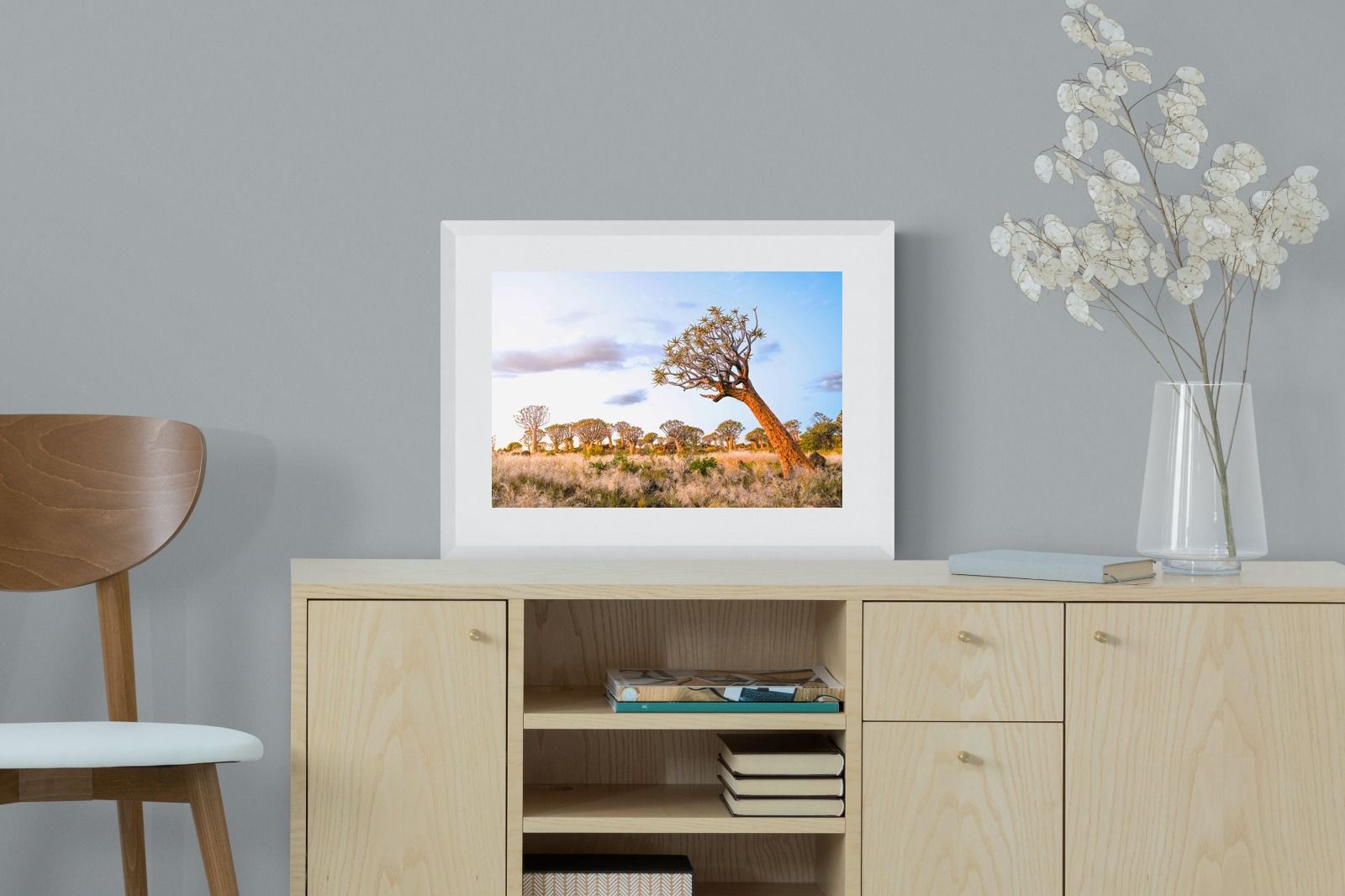 Leaning Baobab-Wall_Art-60 x 45cm-Framed Print-White-Pixalot