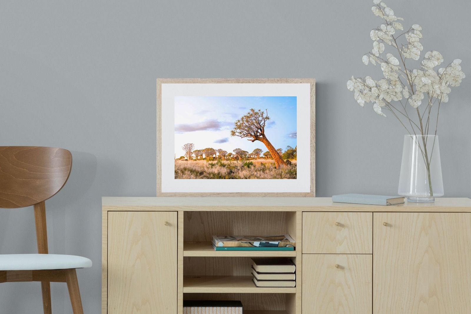 Leaning Baobab-Wall_Art-60 x 45cm-Framed Print-Wood-Pixalot