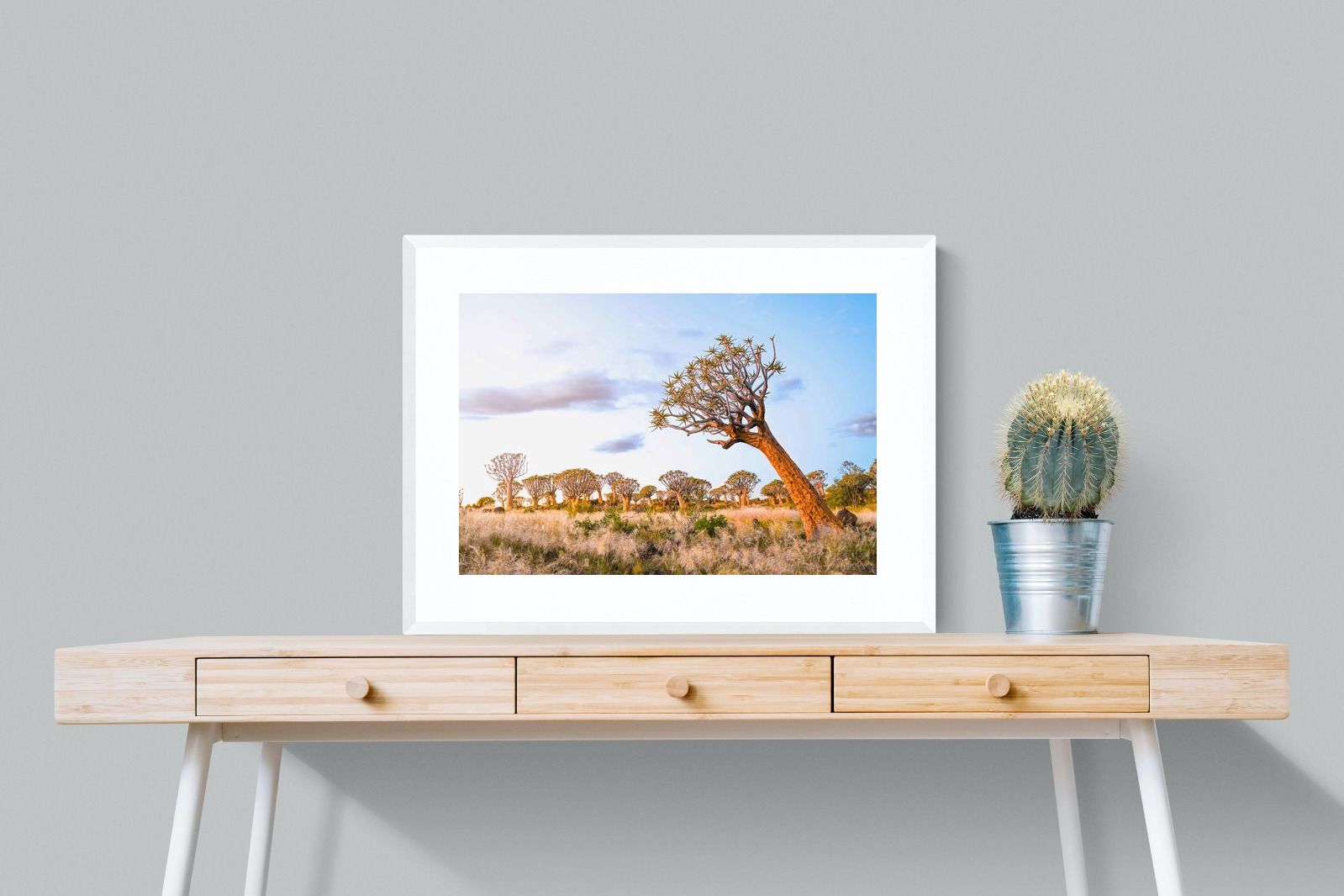 Leaning Baobab-Wall_Art-80 x 60cm-Framed Print-White-Pixalot