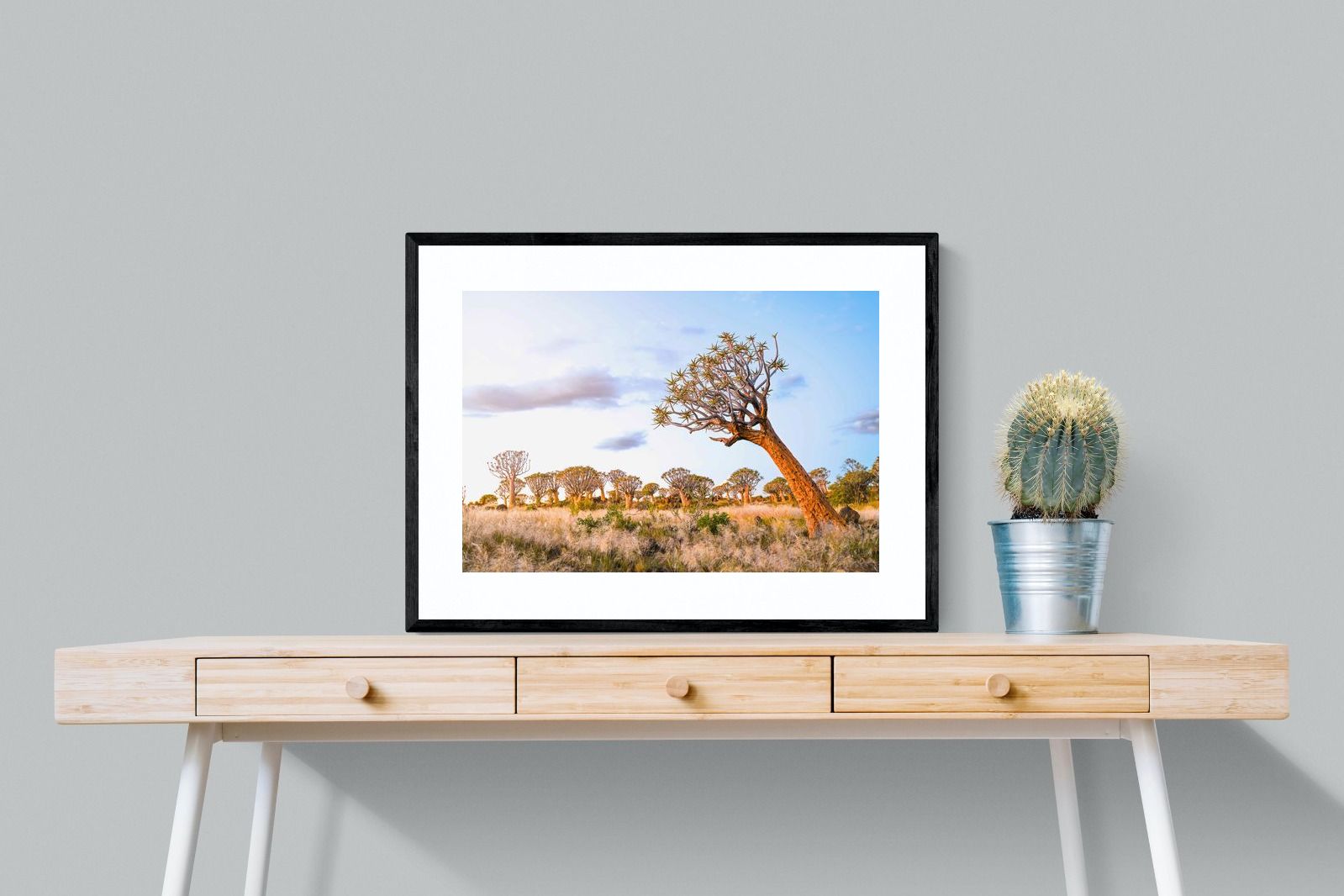 Leaning Baobab-Wall_Art-80 x 60cm-Framed Print-Black-Pixalot