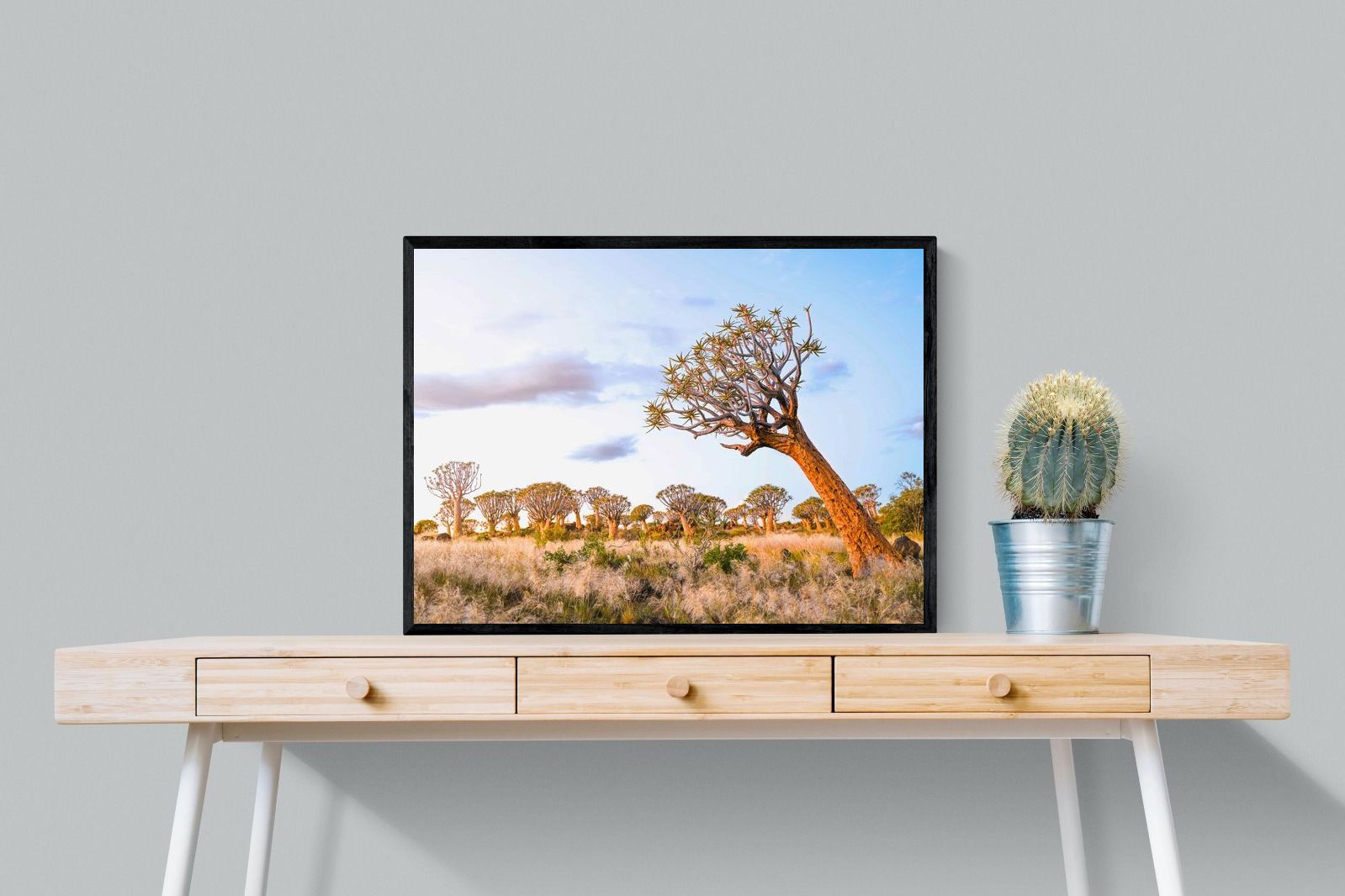 Leaning Baobab-Wall_Art-80 x 60cm-Mounted Canvas-Black-Pixalot