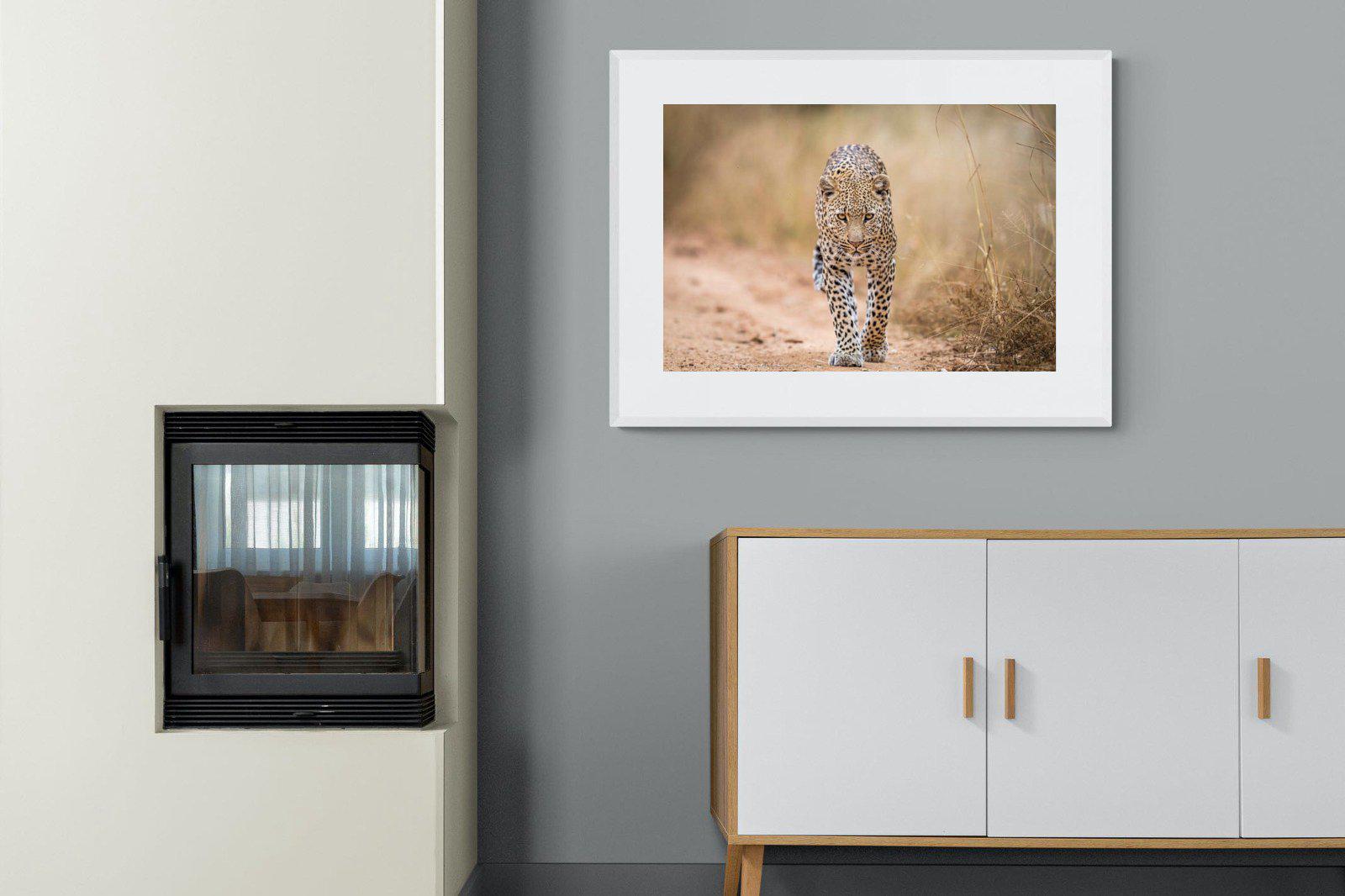 Leopard-Wall_Art-100 x 75cm-Framed Print-White-Pixalot