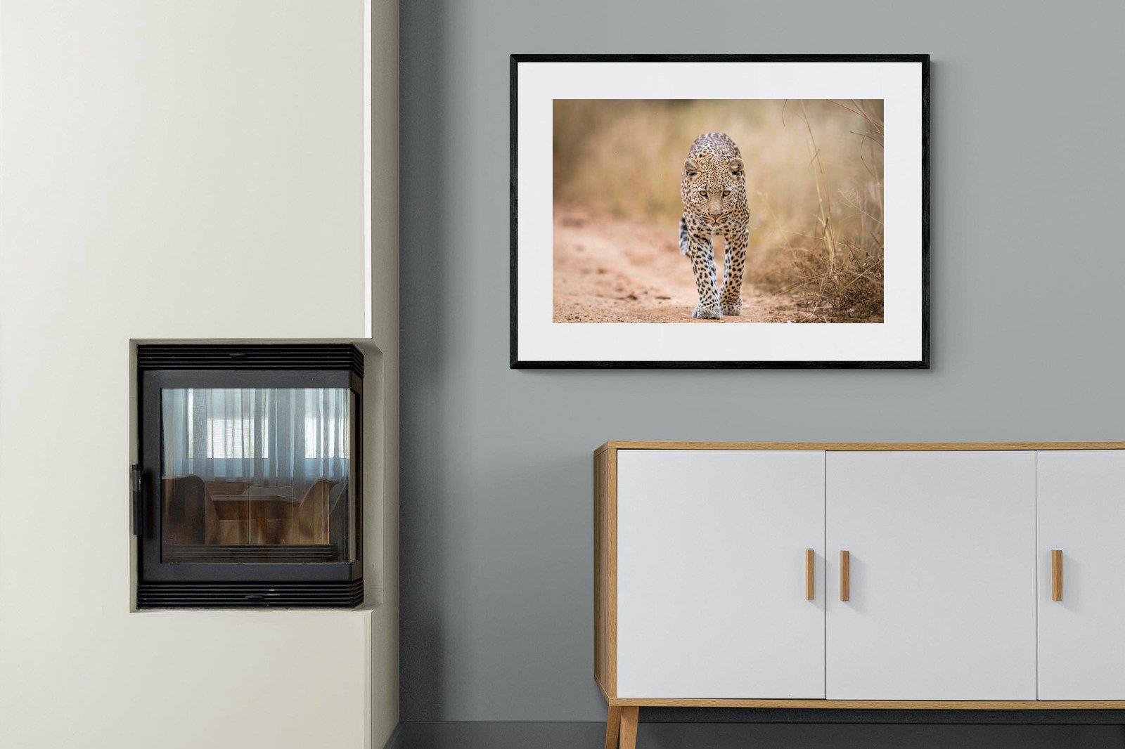 Leopard-Wall_Art-100 x 75cm-Framed Print-Black-Pixalot