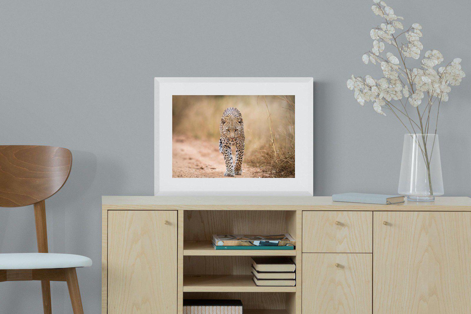 Leopard-Wall_Art-60 x 45cm-Framed Print-White-Pixalot