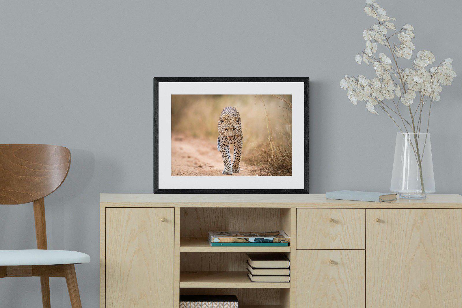 Leopard-Wall_Art-60 x 45cm-Framed Print-Black-Pixalot