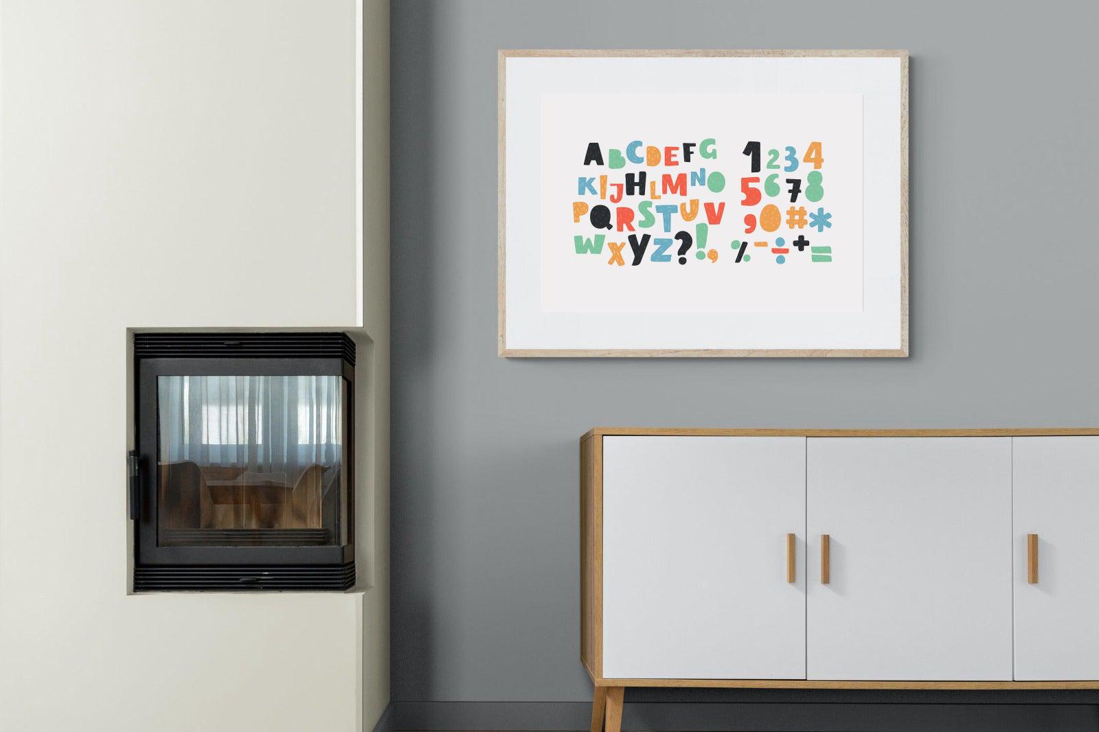 Letters & Numbers-Wall_Art-100 x 75cm-Framed Print-Wood-Pixalot