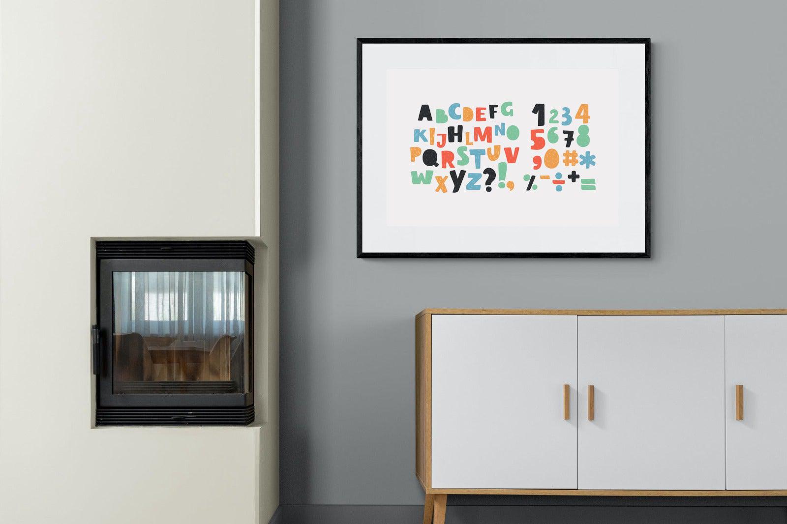 Letters & Numbers-Wall_Art-100 x 75cm-Framed Print-Black-Pixalot