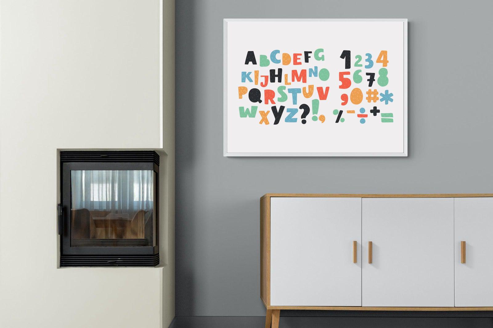 Letters & Numbers-Wall_Art-100 x 75cm-Mounted Canvas-White-Pixalot