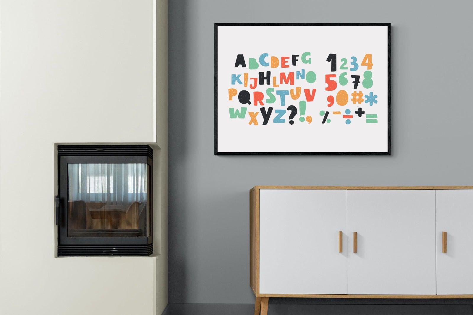 Letters & Numbers-Wall_Art-100 x 75cm-Mounted Canvas-Black-Pixalot