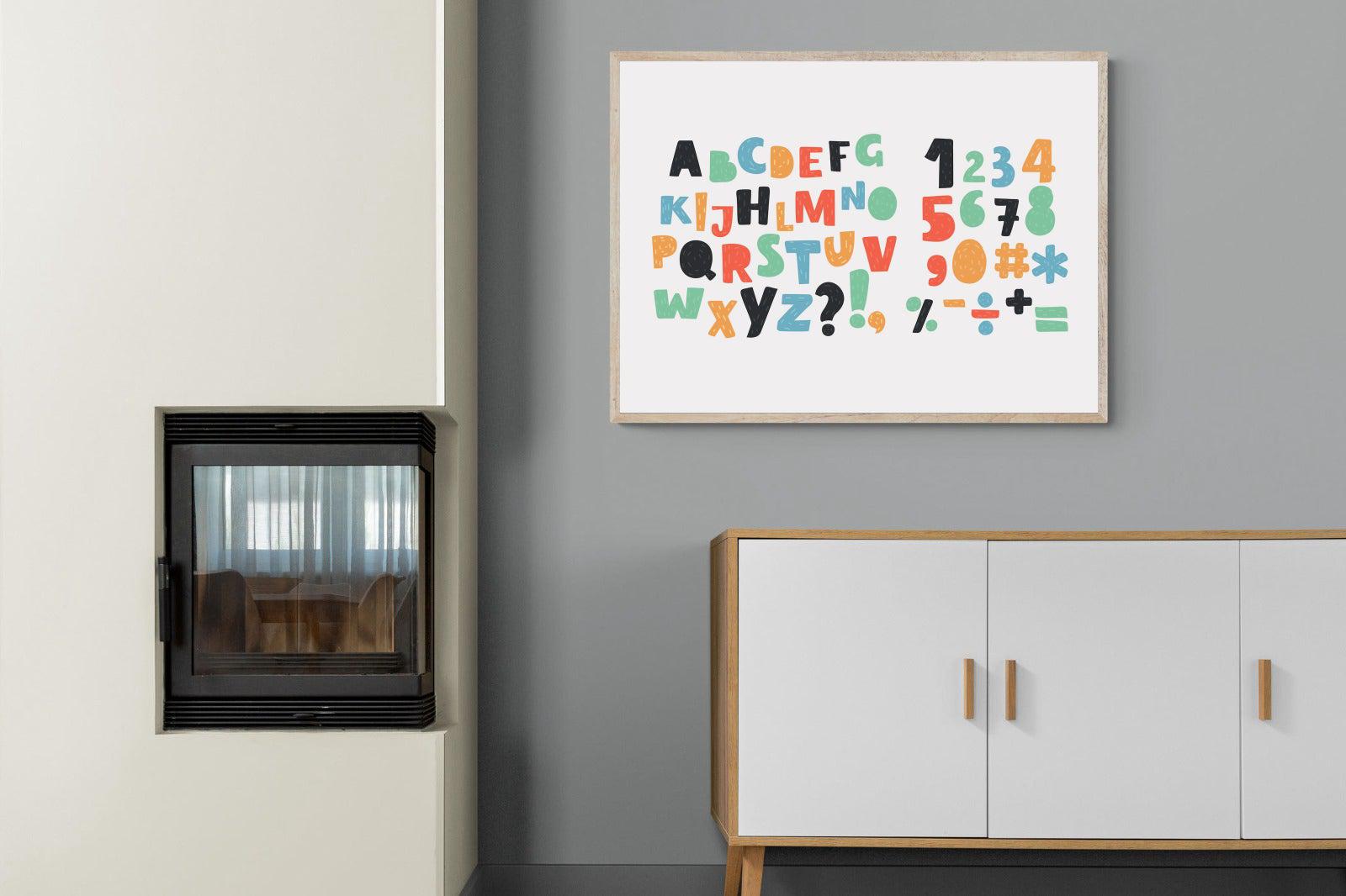 Letters & Numbers-Wall_Art-100 x 75cm-Mounted Canvas-Wood-Pixalot