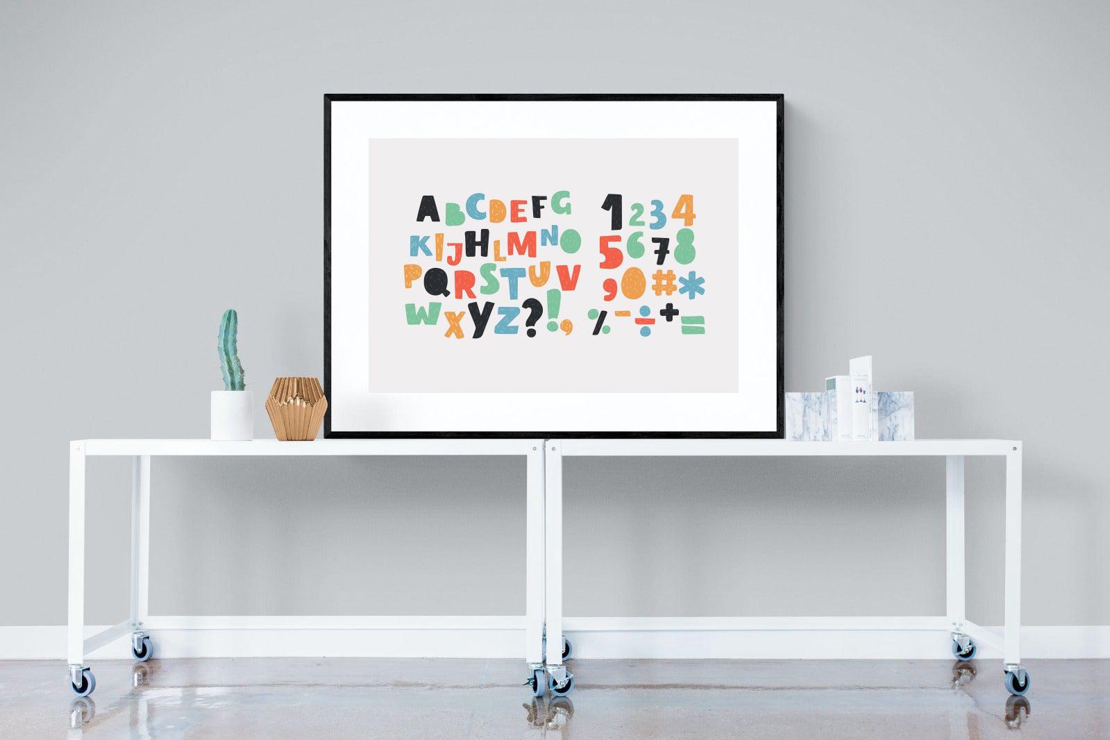 Letters & Numbers-Wall_Art-120 x 90cm-Framed Print-Black-Pixalot