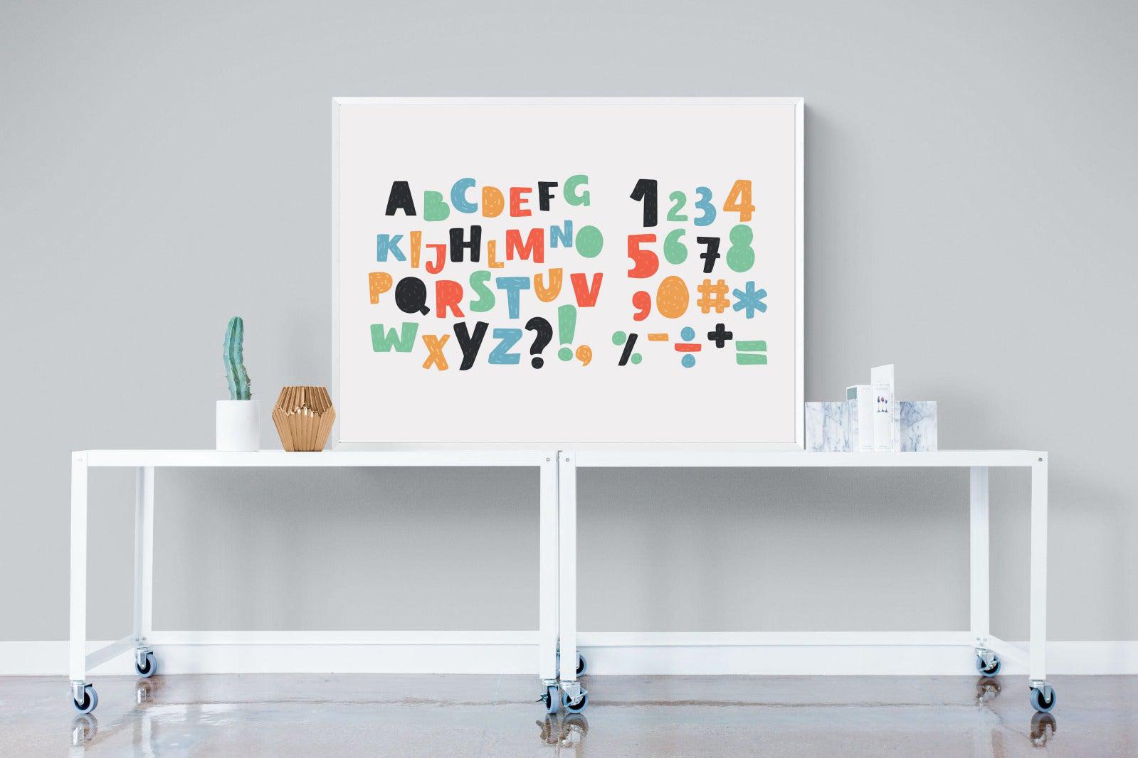 Letters & Numbers-Wall_Art-120 x 90cm-Mounted Canvas-White-Pixalot