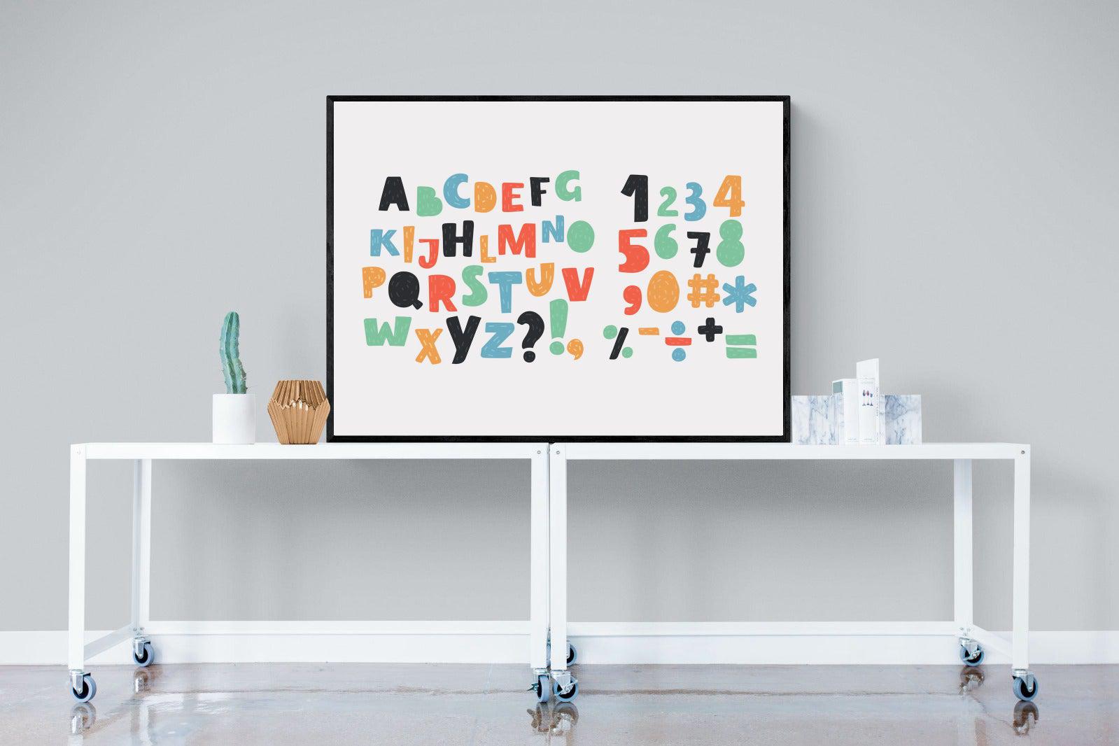Letters & Numbers-Wall_Art-120 x 90cm-Mounted Canvas-Black-Pixalot