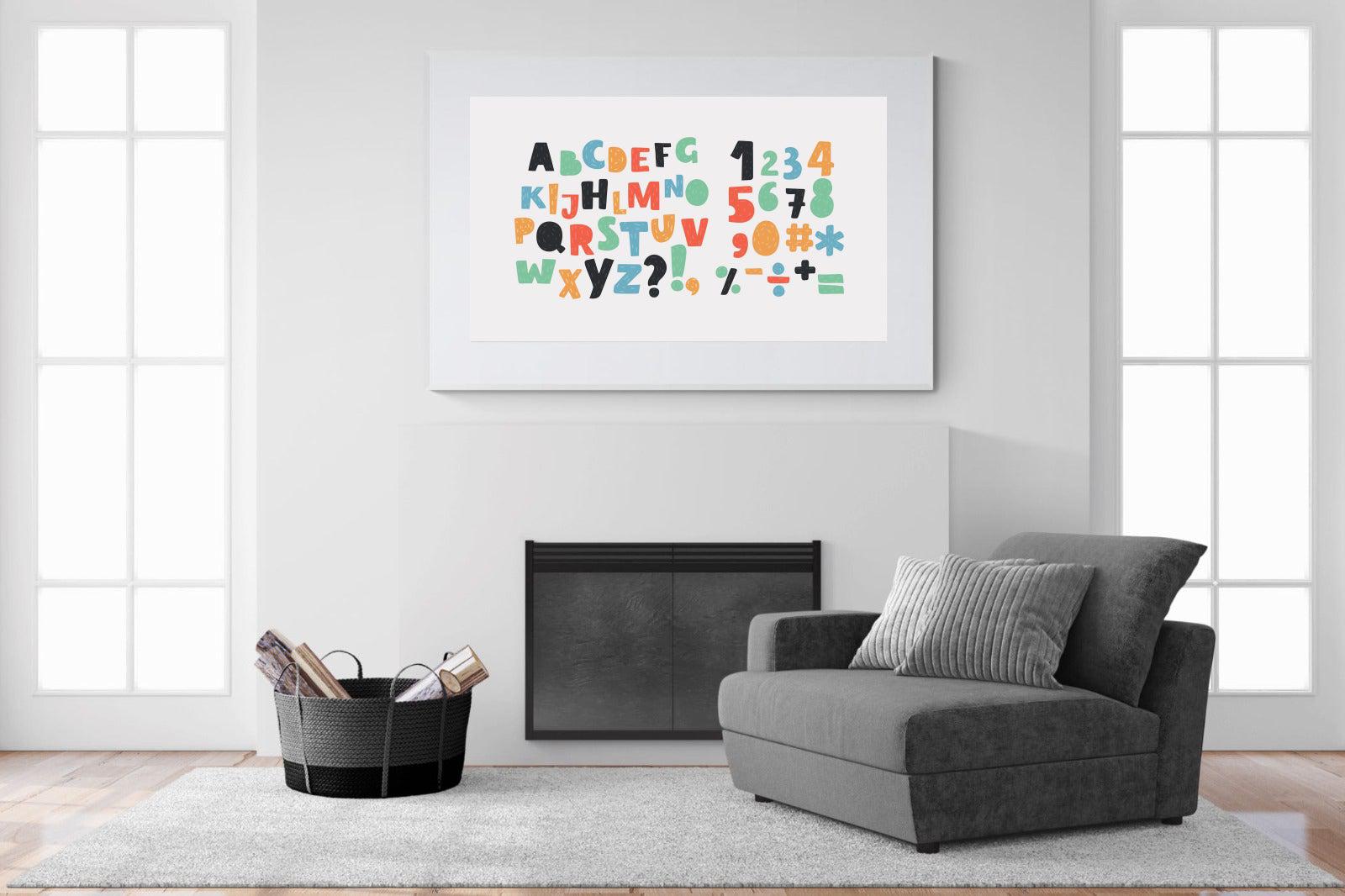 Letters & Numbers-Wall_Art-150 x 100cm-Framed Print-White-Pixalot