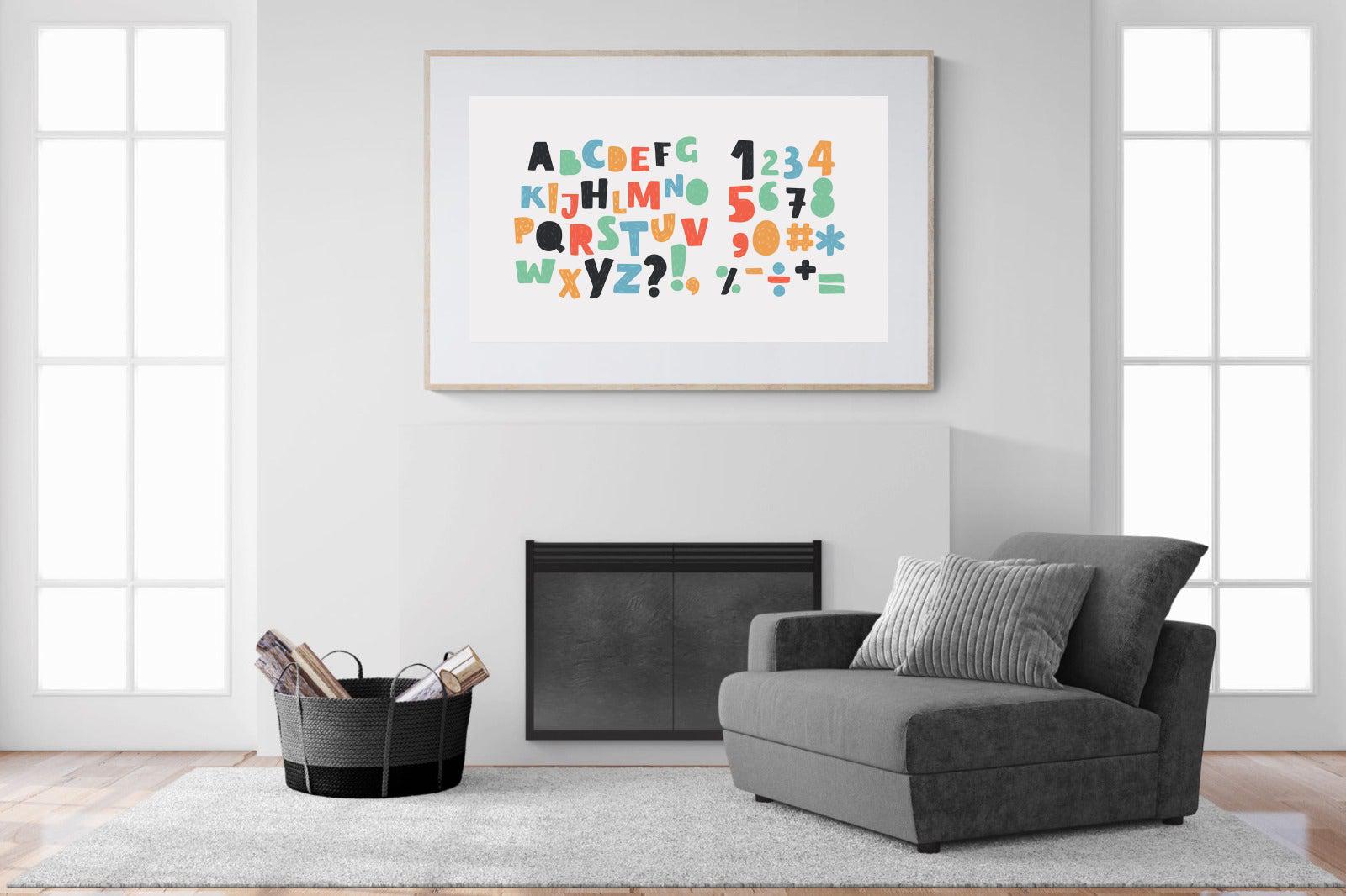 Letters & Numbers-Wall_Art-150 x 100cm-Framed Print-Wood-Pixalot
