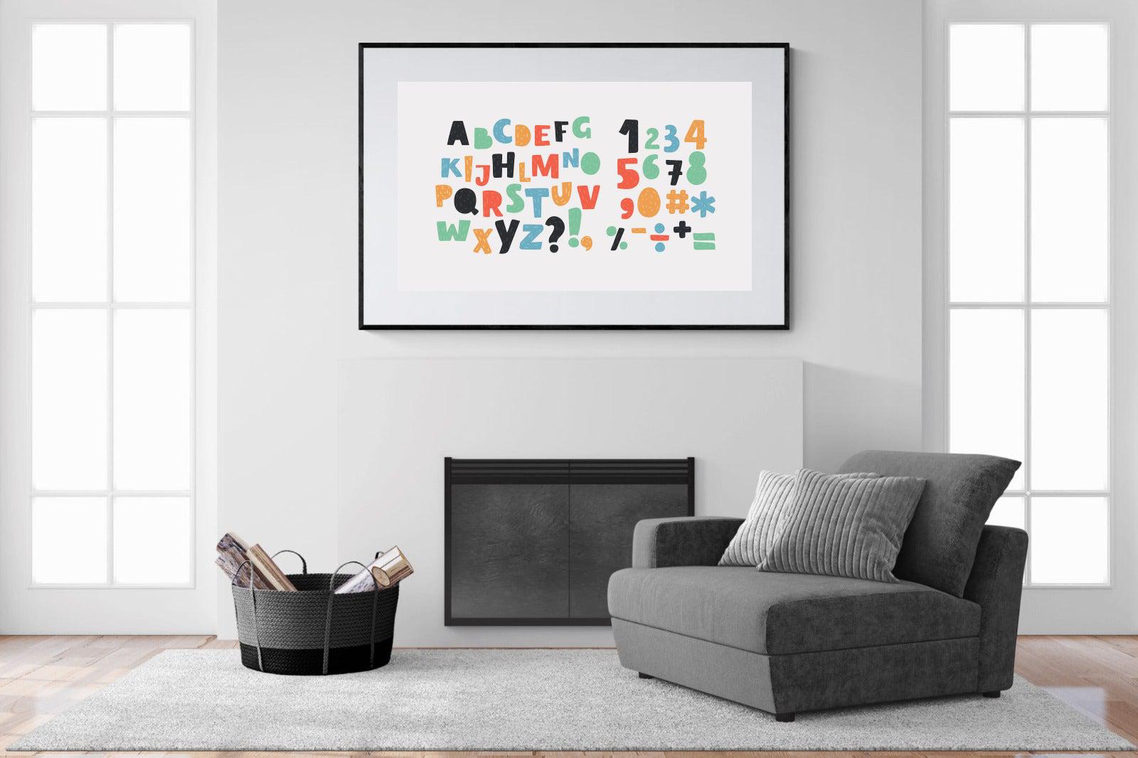 Letters & Numbers-Wall_Art-150 x 100cm-Framed Print-Black-Pixalot