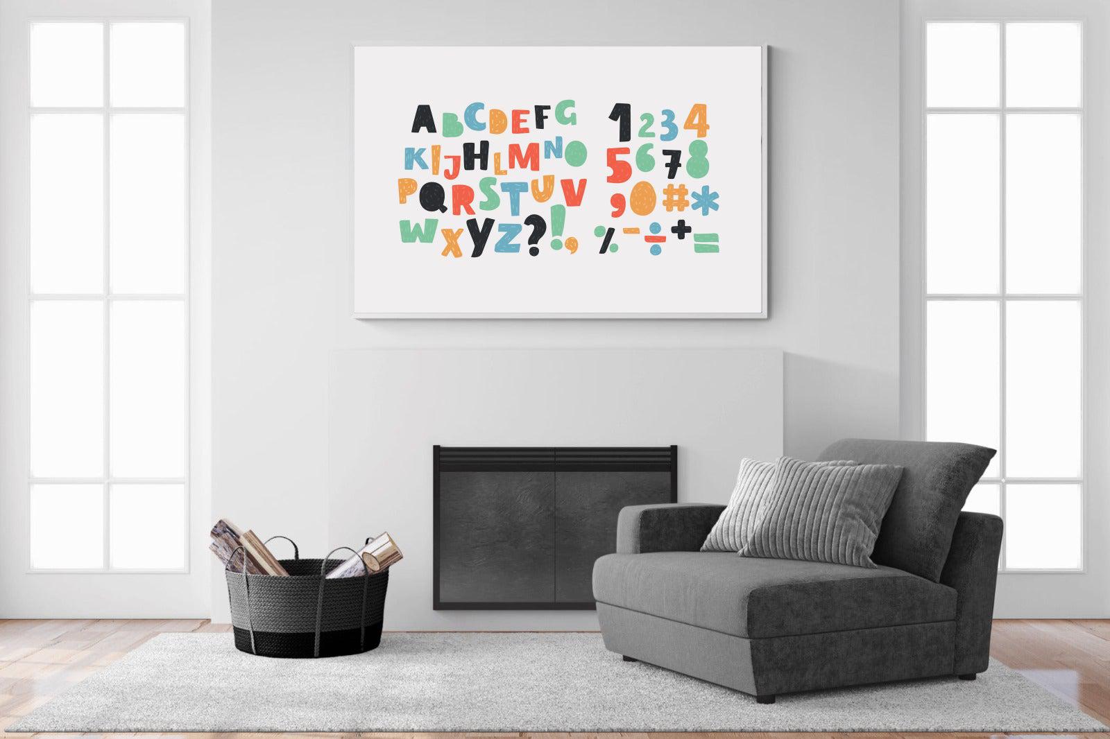 Letters & Numbers-Wall_Art-150 x 100cm-Mounted Canvas-White-Pixalot