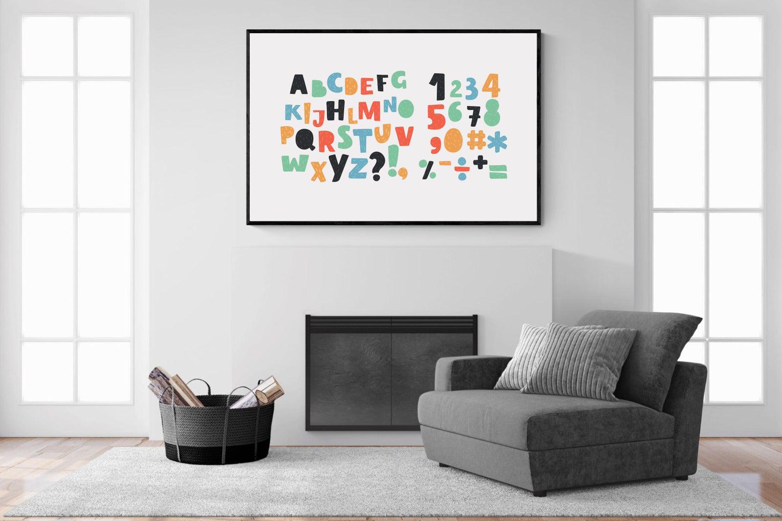 Letters & Numbers-Wall_Art-150 x 100cm-Mounted Canvas-Black-Pixalot