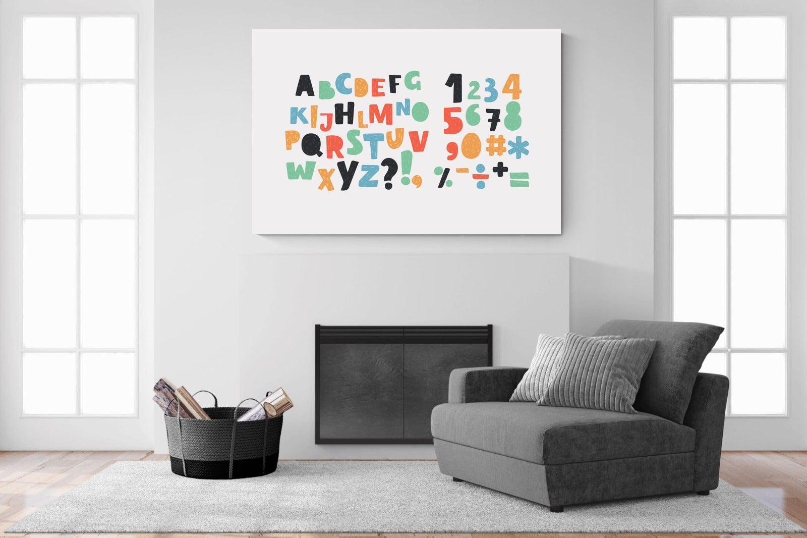 Letters & Numbers-Wall_Art-150 x 100cm-Mounted Canvas-No Frame-Pixalot