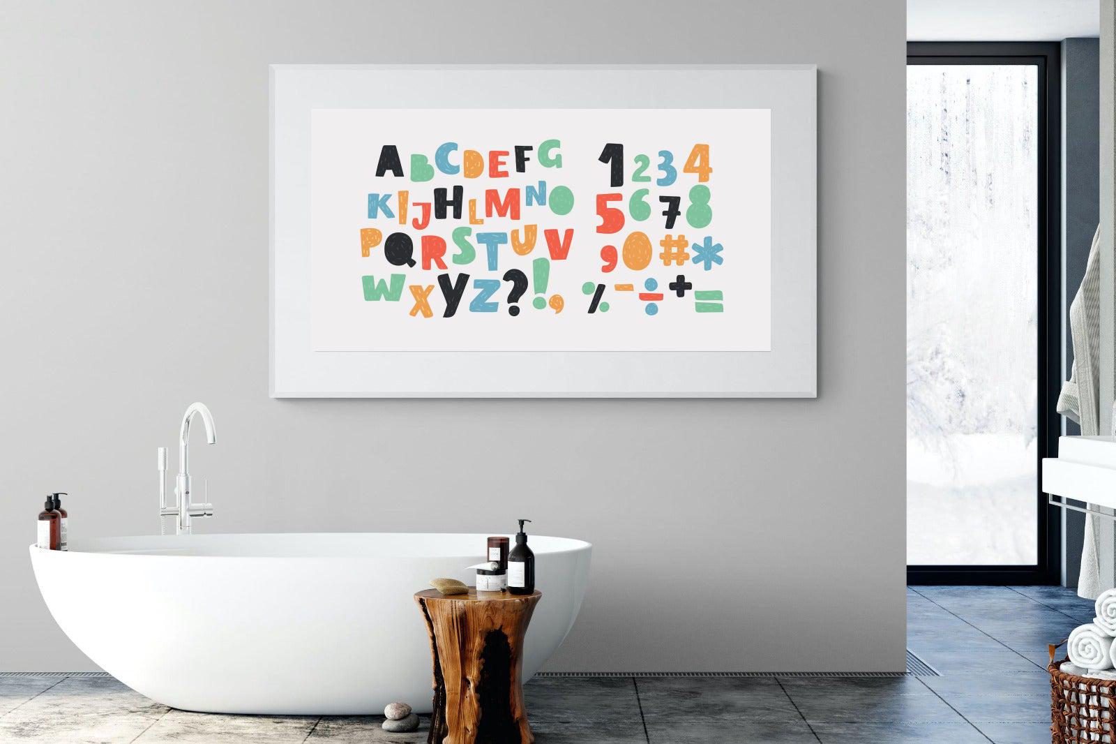 Letters & Numbers-Wall_Art-180 x 110cm-Framed Print-White-Pixalot