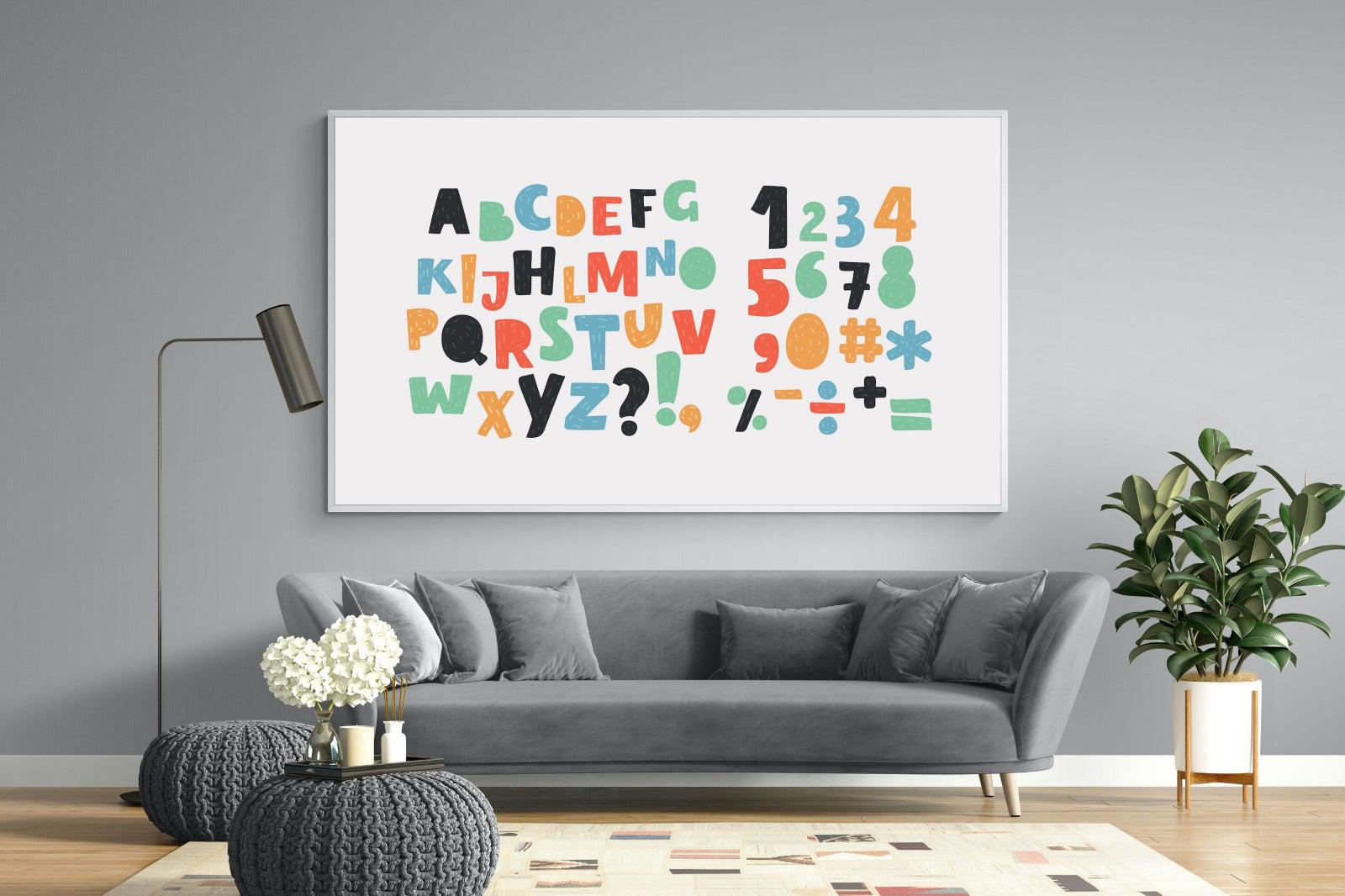 Letters & Numbers-Wall_Art-220 x 130cm-Mounted Canvas-White-Pixalot