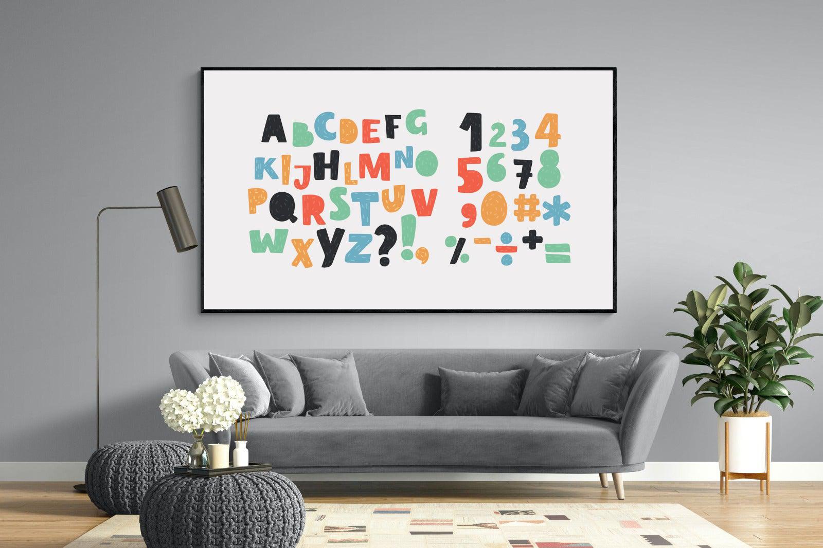 Letters & Numbers-Wall_Art-220 x 130cm-Mounted Canvas-Black-Pixalot
