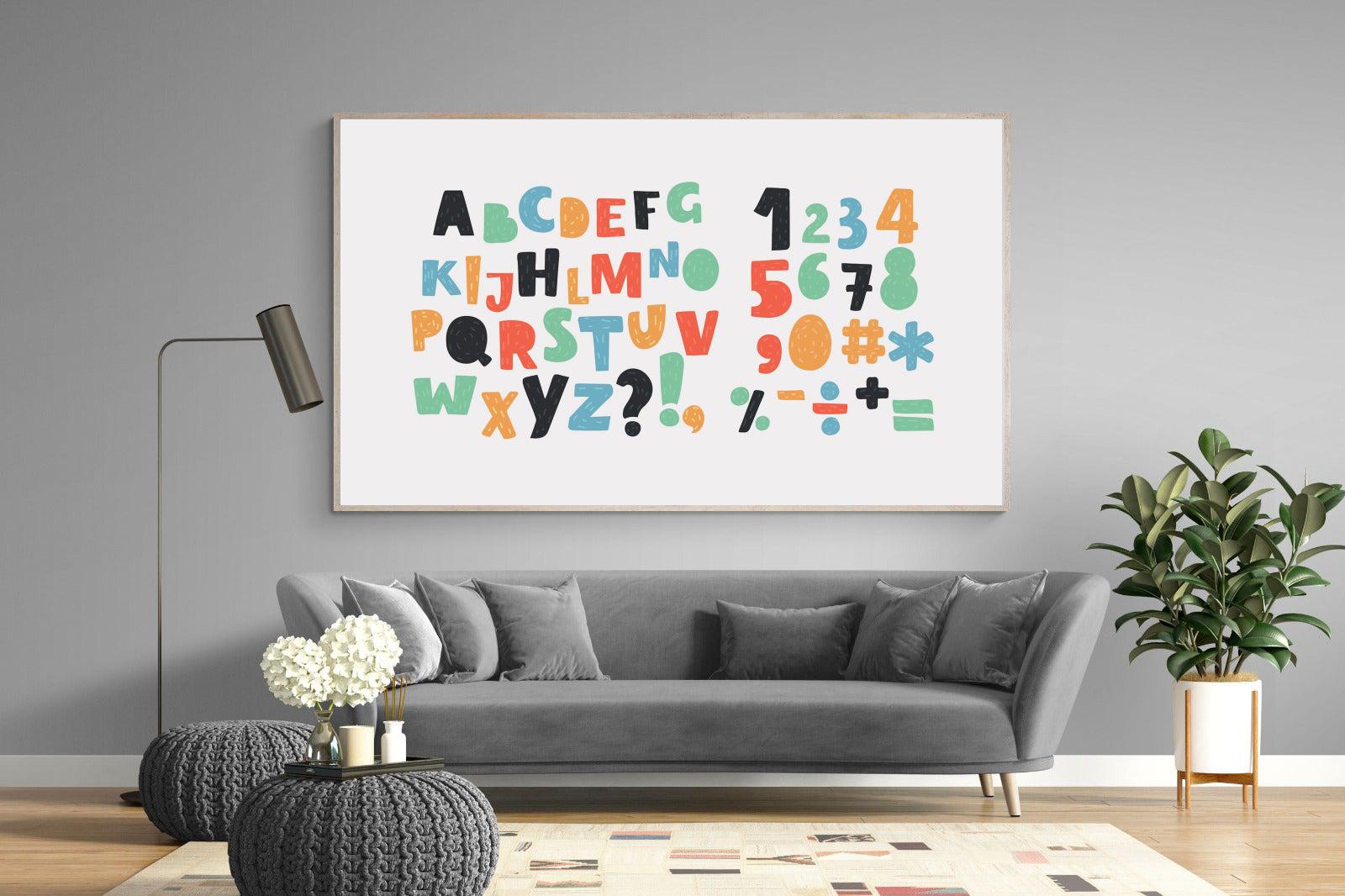 Letters & Numbers-Wall_Art-220 x 130cm-Mounted Canvas-Wood-Pixalot